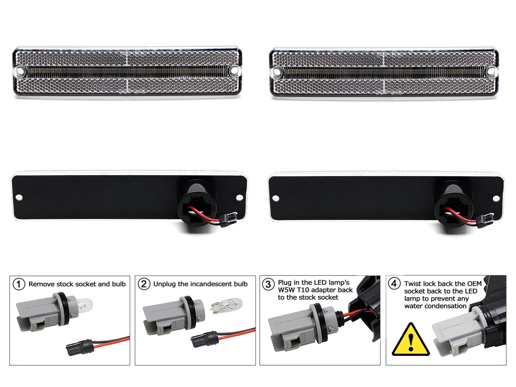 Clear Lens Amber/Red Full LED Strip Side Markers for 1984-1991 Jeep Grand Wagoneer - Durable Off-Road Lighting for Night Driving & Enhanced Visibility