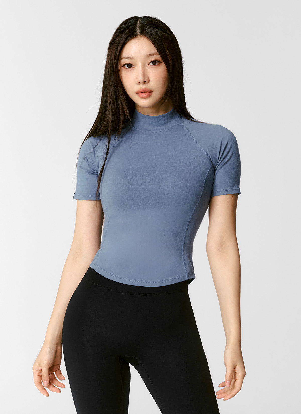 Peach-Colored Mock Neck Short Sleeve T-Shirt for Women - Casual Summer Top for Outings & Date Nights