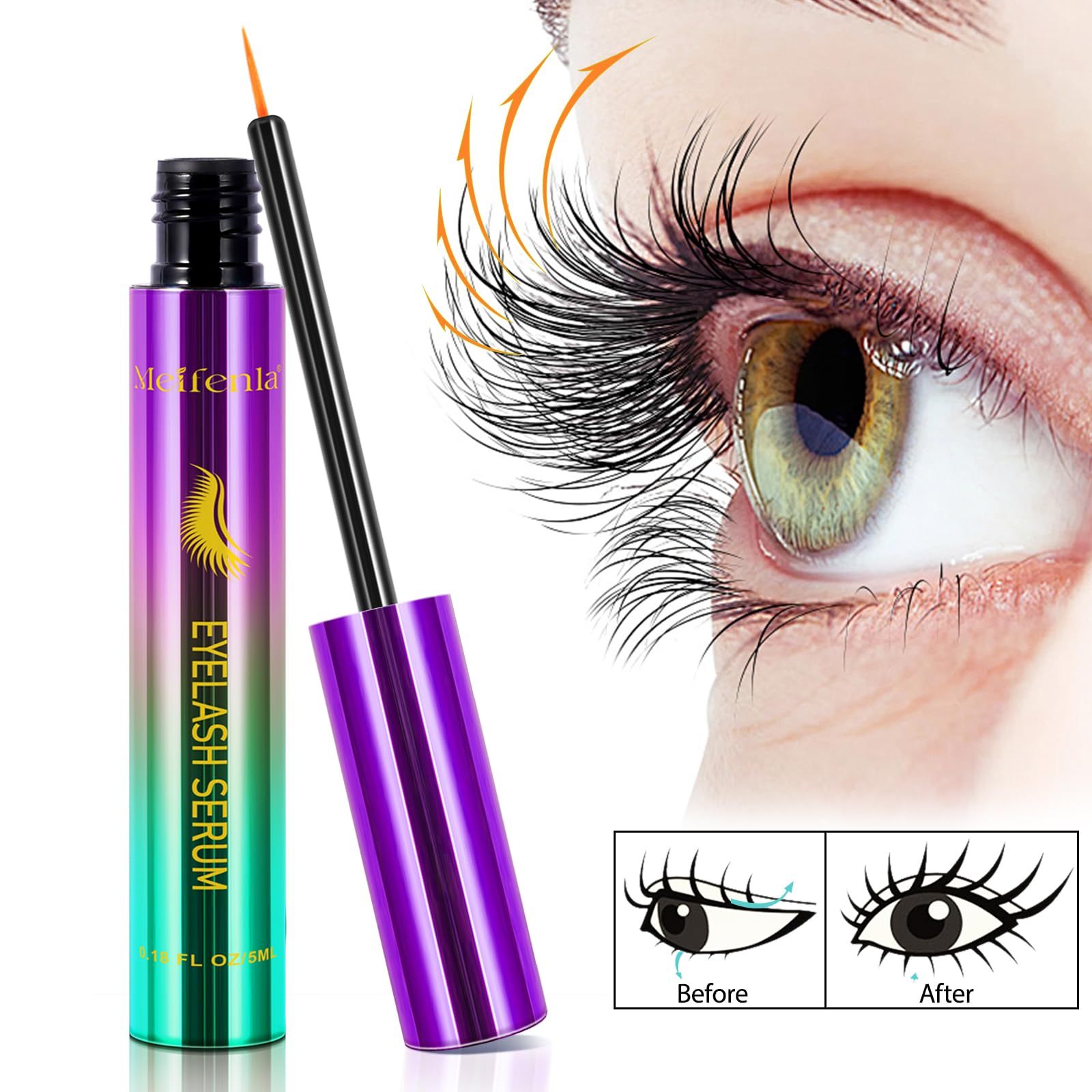 Best Eyelash Growth Serum for Longer, Thicker & Fuller Lashes - Natural Lash Enhancer for Sensitive Eyes - Non-Irritating Formula for Daily Use at Home or Salon