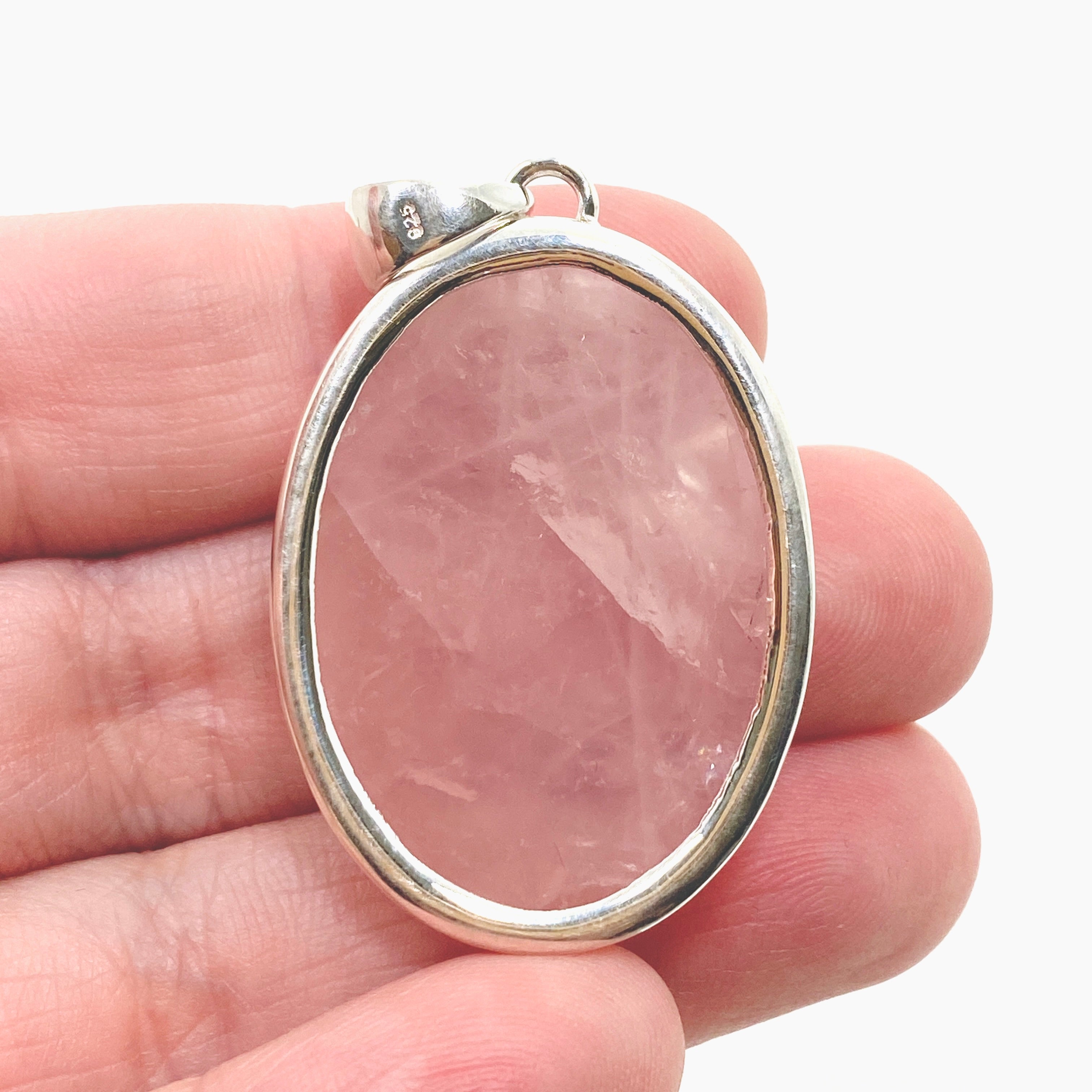 Natural Rose Quartz Oval Cabochon Pendant Necklace KPGJ4684 - Healing Crystal Jewelry for Women, Meditation & Energy Balance