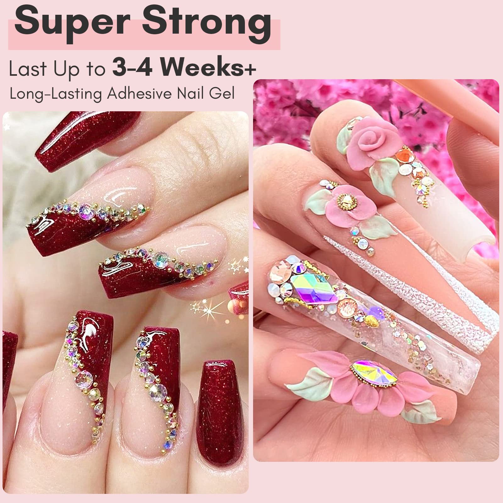 Makartt Super Strong Nail Rhinestone Glue - 8ml Mirror Shine UV/LED Gel for Nail Art | Perfect for Rhinestone Application, Metallic Silver Designs & Professional Salon Use