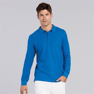Gildan Premium Long Sleeve Polo Shirt for Men - Soft Cotton Comfort Fit Workwear & Casual Wear - Ideal for Office, Business, Golf & Everyday Use