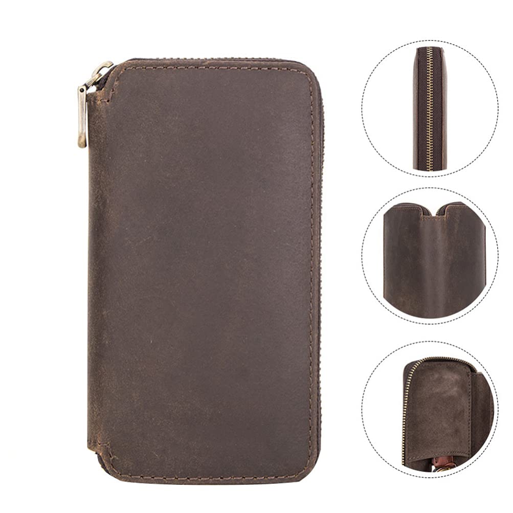 Hemobllo 2-Piece Genuine Leather Watch Box & Jewelry Organizer Case - Premium Watch Storage Holder with Pouch for Men & Women - Perfect for Travel, Gift Giving & Watch Collection Display