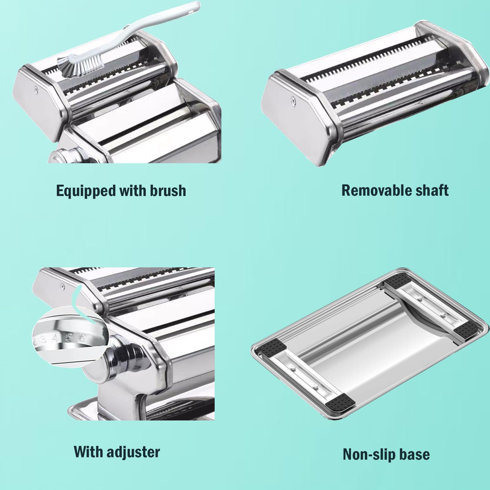 Premium Manual Pasta Maker Machine - 9 Adjustable Thickness Settings for Homemade Spaghetti, Fettuccine & Lasagna | Durable Aluminum Alloy Rollers & Cutter | Includes Dough Brush | Perfect for Italian Cuisine, Family Cooking & Restaurant Use