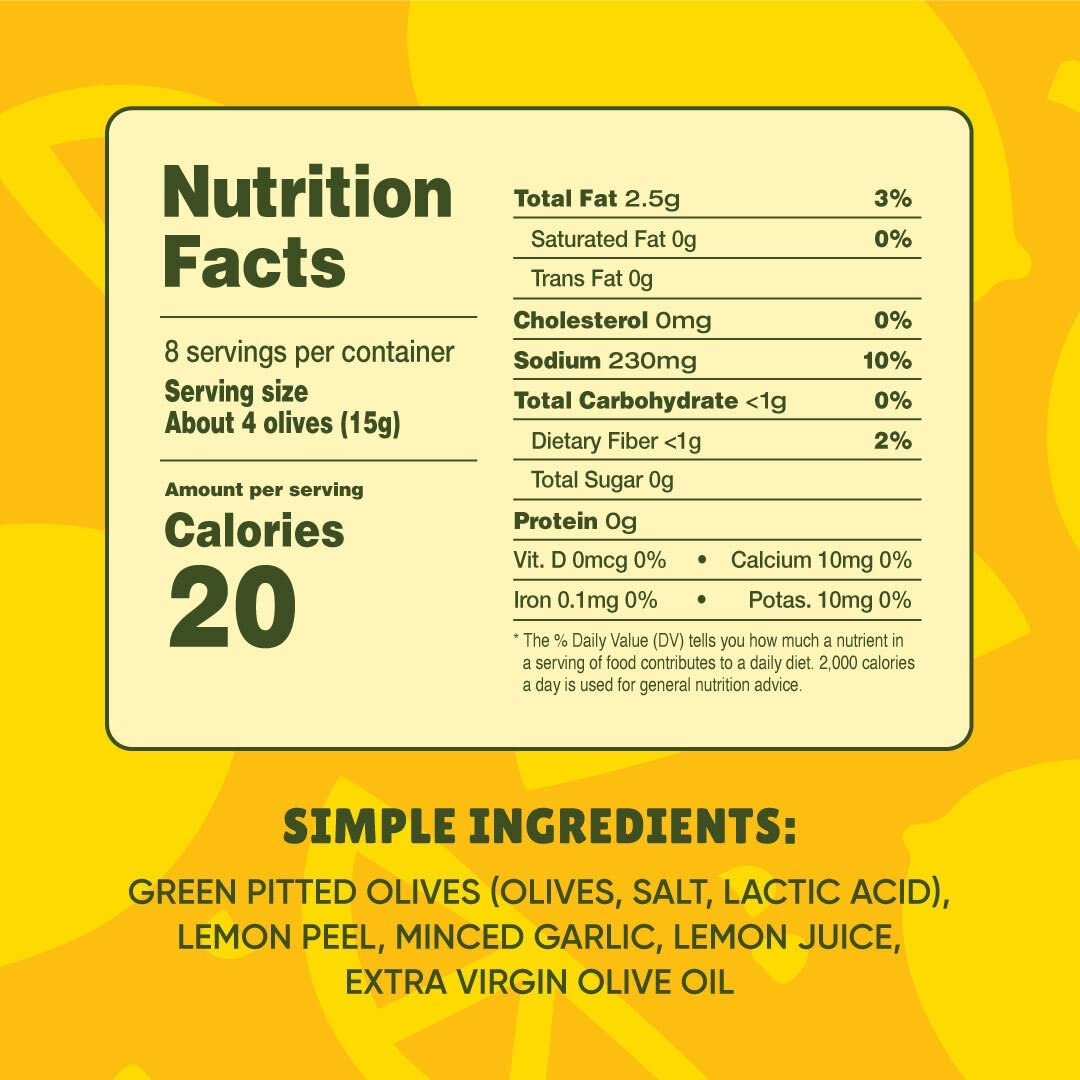 Freestyle Snacks Olive Snack Packs - Fresh Pitted Green Olives, Jumbo-Sized, Grown in Greece, All Natural, Non-GMO, Paleo, Sugar-Free, Keto Snacks, Low Calorie - Lemon Garlic Flavor, 4oz (3 Pack) | Perfect for Lunch Boxes, Office Snacks & Healthy On-the-Go Treats