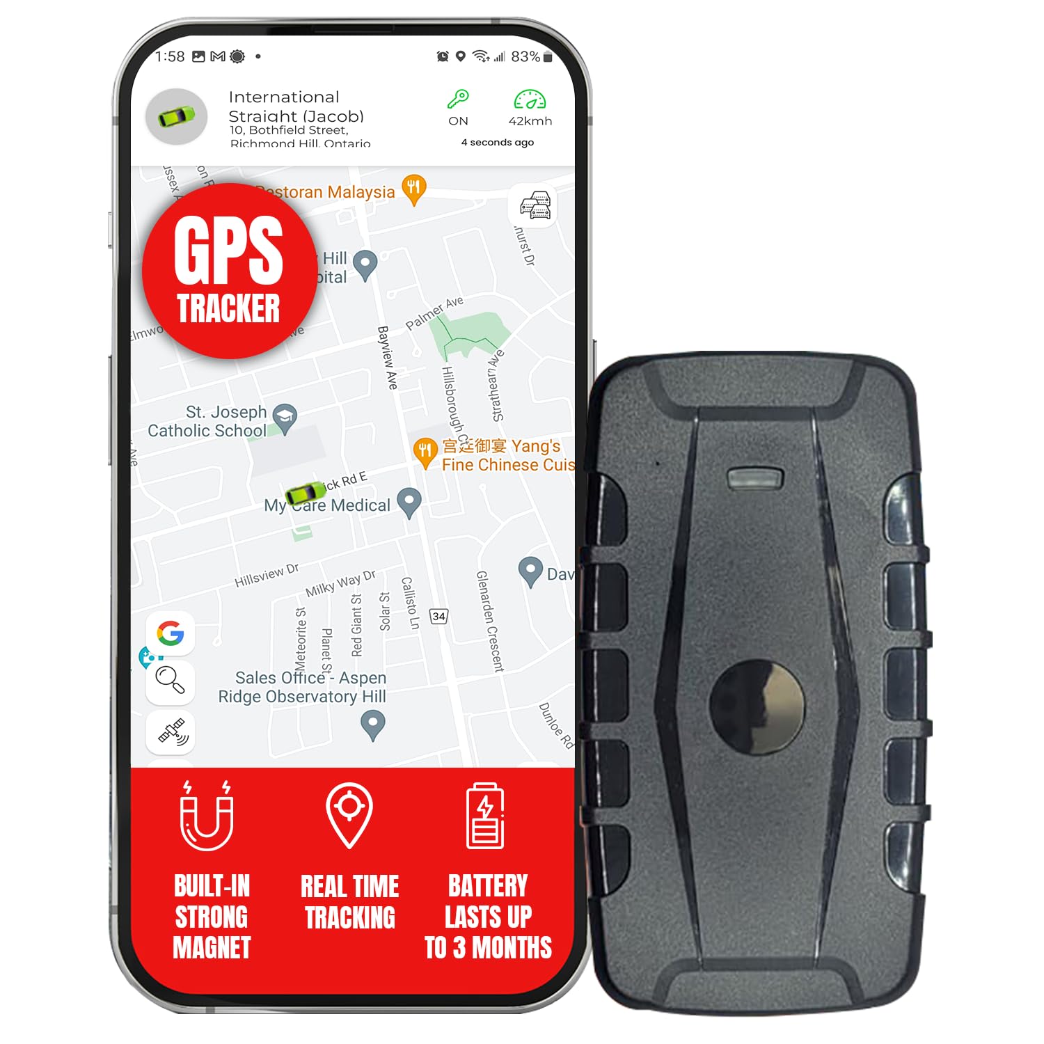 YoGPS Turbo Magnetic 4G GPS Tracker for Vehicles, Cars, Trucks - 20,000mAh Rechargeable Battery | Real-Time Tracking Device with SIM Card Included | Accurate Wireless Location Tracker (Monthly Subscription Required) | Perfect for Fleet Management, Personal Vehicle Security & Asset Tracking