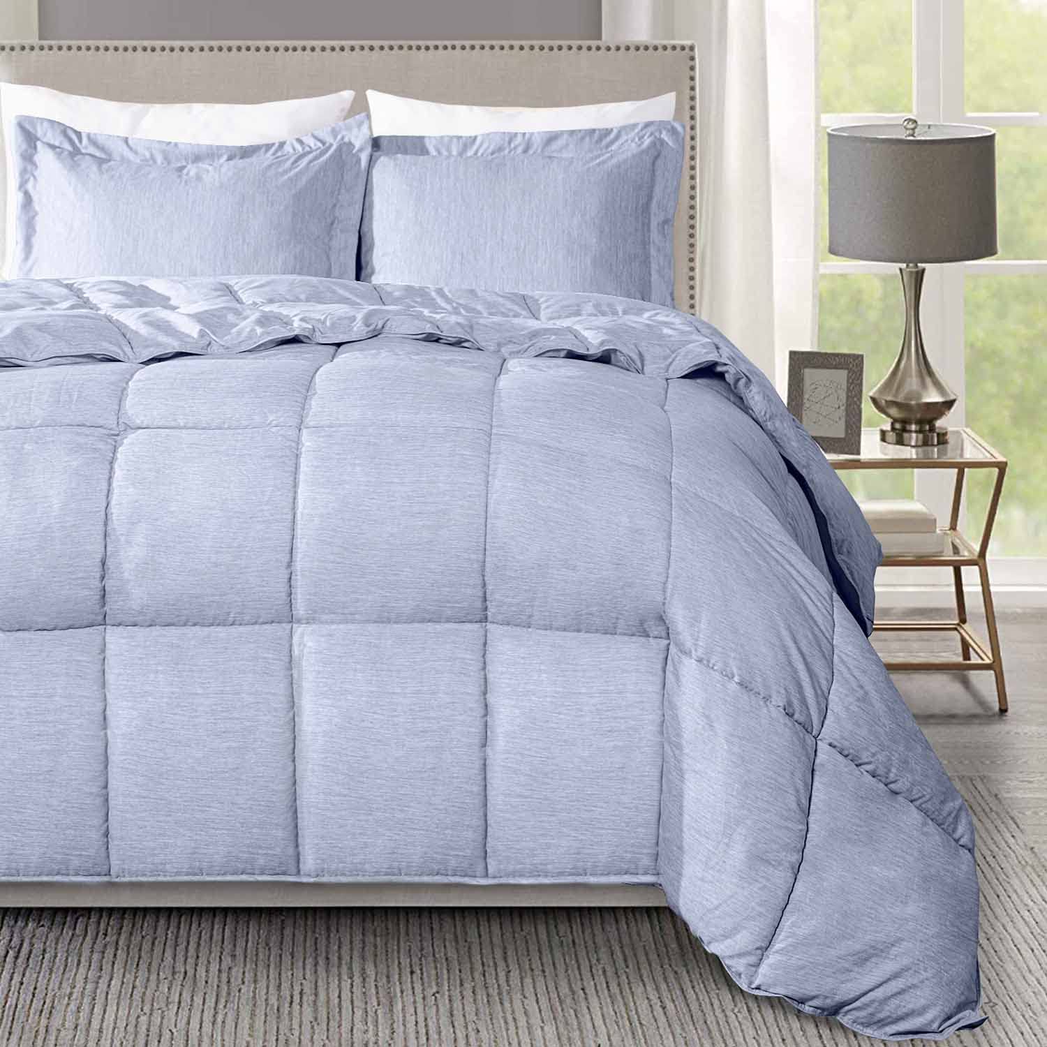 Down Alternative King Comforter Set - All Season 3 Piece Soft Breathable Lightweight Quilted Duvet Insert with Corner Tabs & 2 Pillow Shams - Perfect for Bedroom, Guest Room & Cozy Home Decor