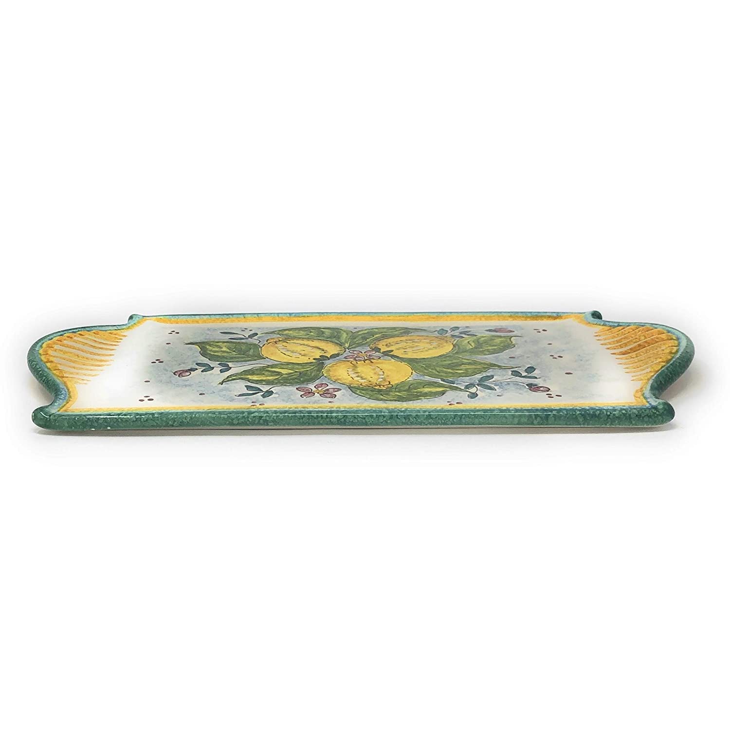 Italian Hand-Painted Ceramic Cheese Tray & Appetizer Plate - Tuscan Lemon Decor Centerpiece, Authentic Pottery from Italy | Perfect for Wine Parties, Charcuterie Boards & Kitchen Decor
