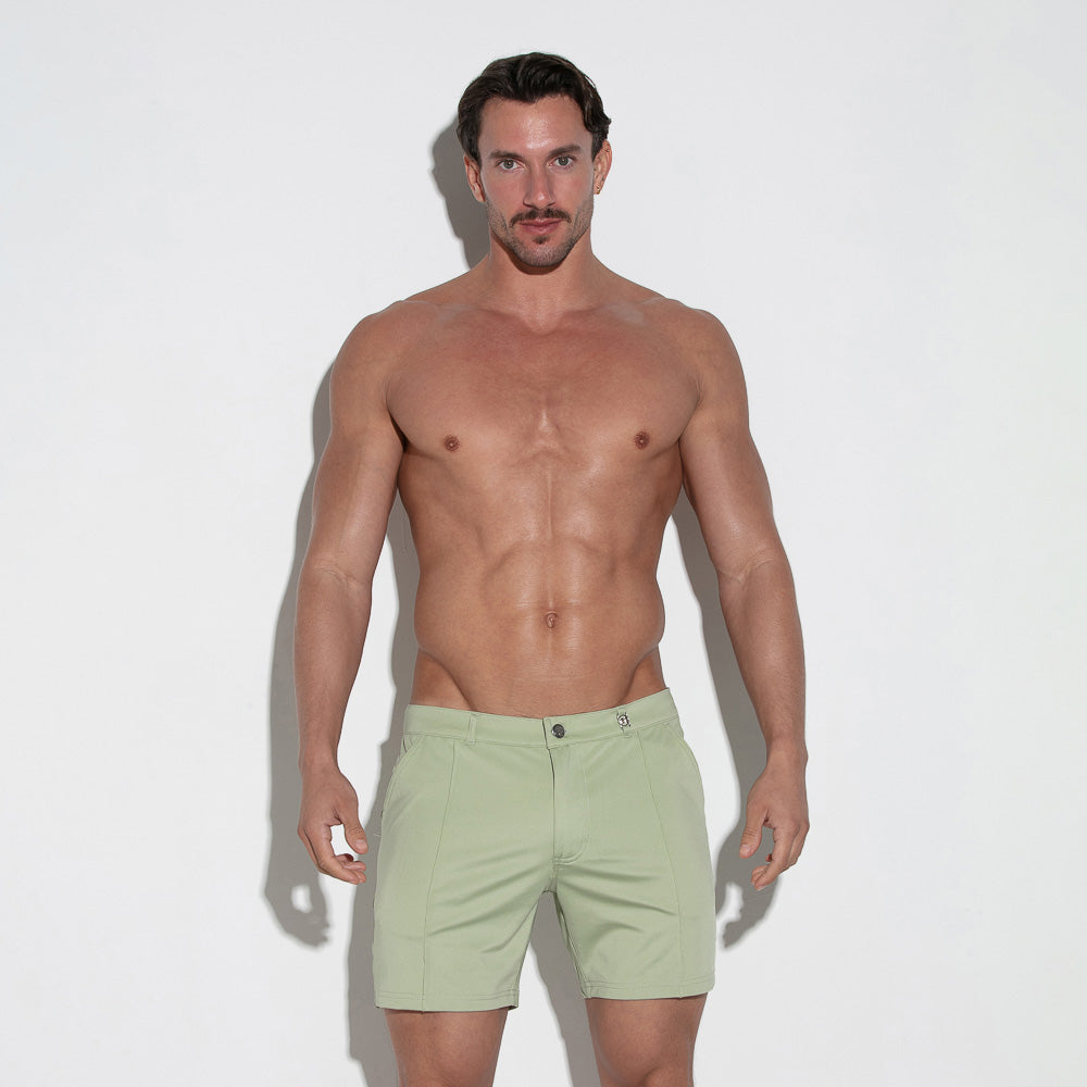 Code 22 Tapered Fit 6 Sleek Short 9749 in Khaki Green - Perfect for Casual Wear, Gym, and Outdoor Activities