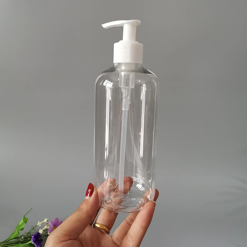VALINK 1/3 Pack 500ml Refillable Shampoo Bottles with Pump - Clear Plastic Empty Lotion Dispenser for Shampoo, Conditioner, Liquid Soap & Essential Oils - Perfect for Travel, Bathroom Storage & Salon Use