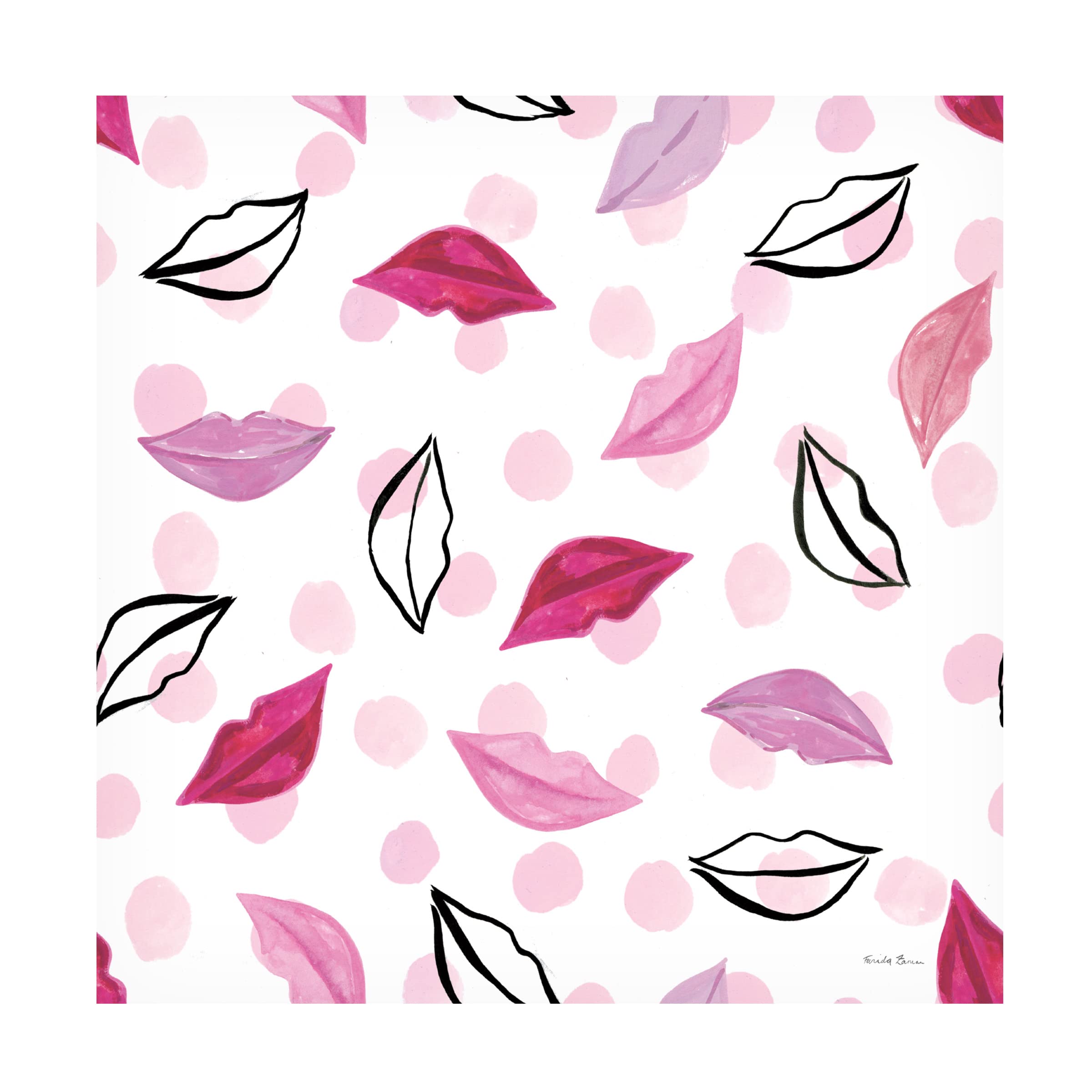 Trademark Fine Art 'Think Pink Pattern III' Canvas Art by Farida Zaman - Modern Pink Floral Wall Decor for Living Room, Bedroom & Office