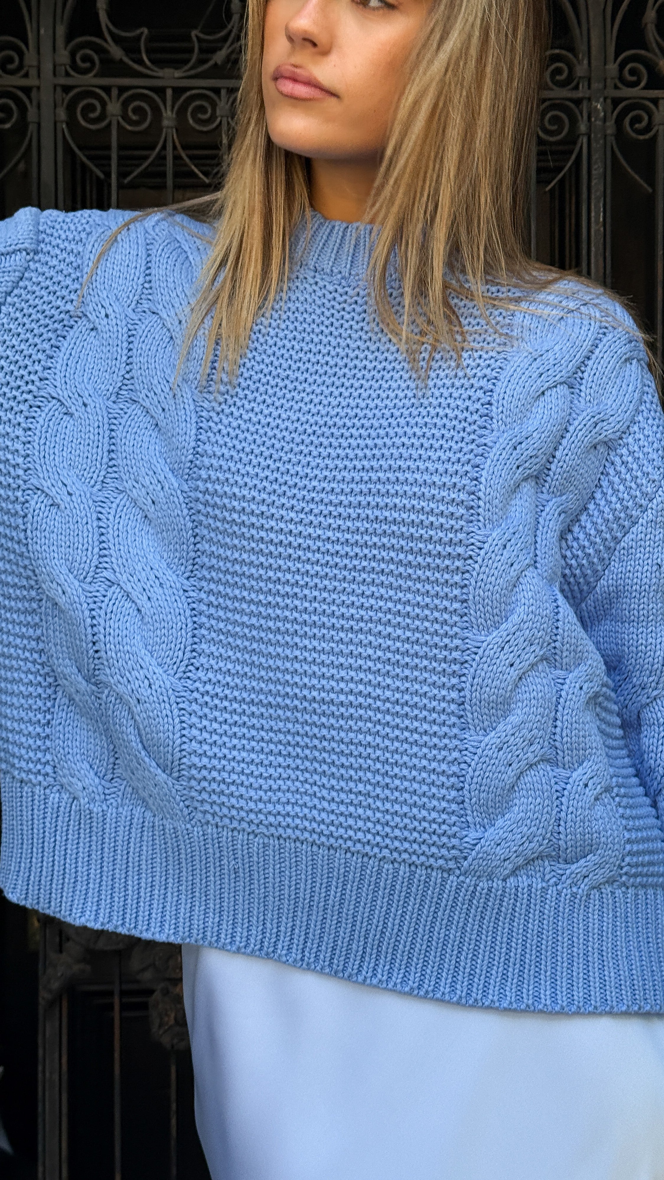 Blue Candice Knit Sweater for Women | Cozy Winter Pullover | Perfect for Casual Outings & Office Wear