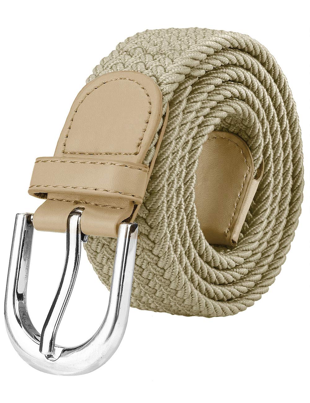 Falari Stretch Braided Belt for Men & Women - Adjustable No-Hole Canvas Fabric Belt - Perfect for Casual Wear, Jeans, Pants & Outdoor Activities