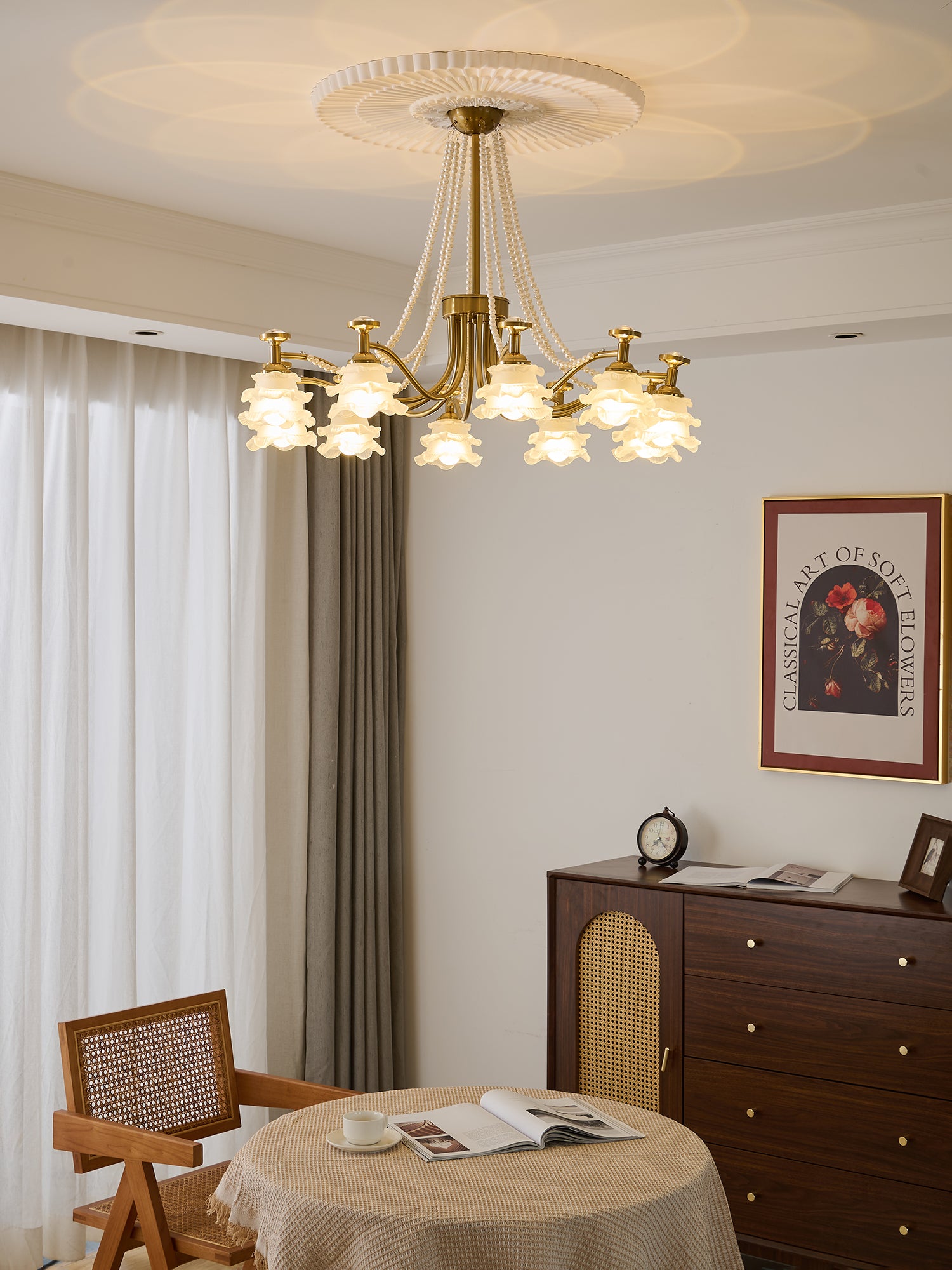 Amaris Rose Chandelier - Elegant Crystal Ceiling Light Fixture for Dining Room, Bedroom, Living Room & Wedding Decor