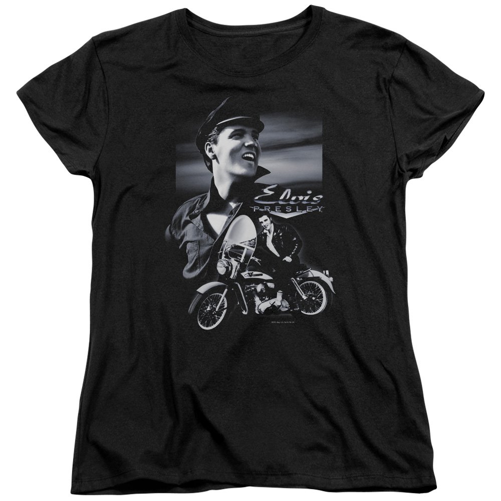 Elvis Presley Inspired Black Motorcycle Jacket for Women - Vintage Style Biker Jacket for Casual Wear & Rock Concerts