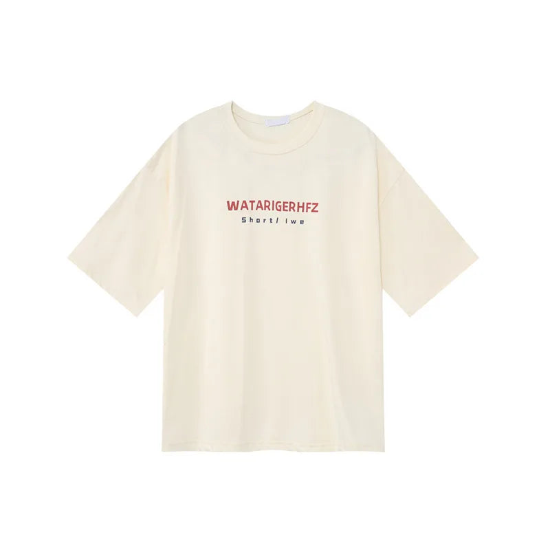 American Style Men's T-Shirts - Round Neck Short Sleeve Cotton Tees with Letter Print | Trendy Summer Casual Wear for Everyday Outfits & Street Fashion