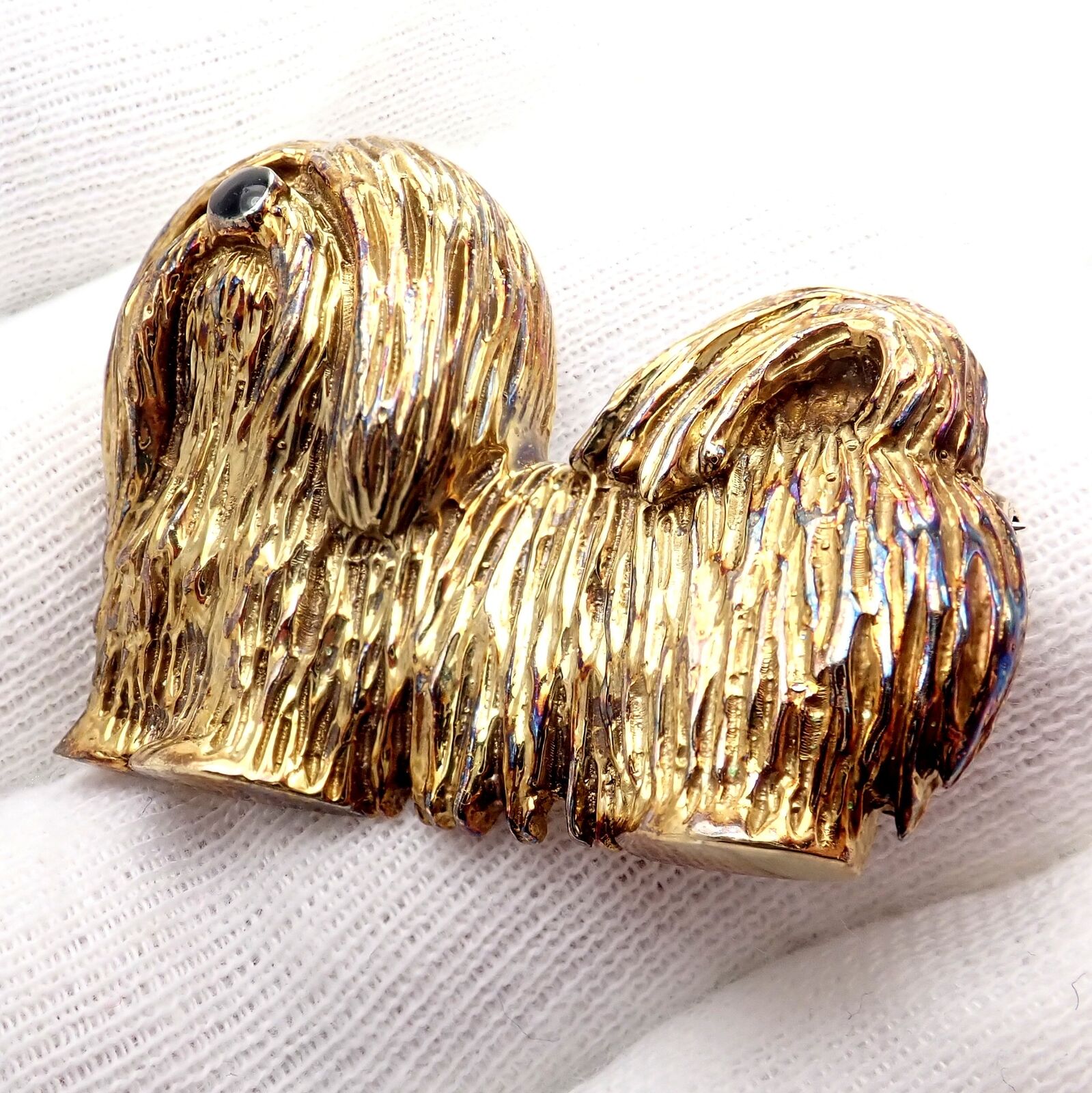 Vintage Tiffany & Co 14k Yellow Gold Enamel Shih Tzu Dog Brooch Pin - 1960s Collectible Jewelry for Women | Perfect for Vintage Fashion, Gift Giving & Special Occasions