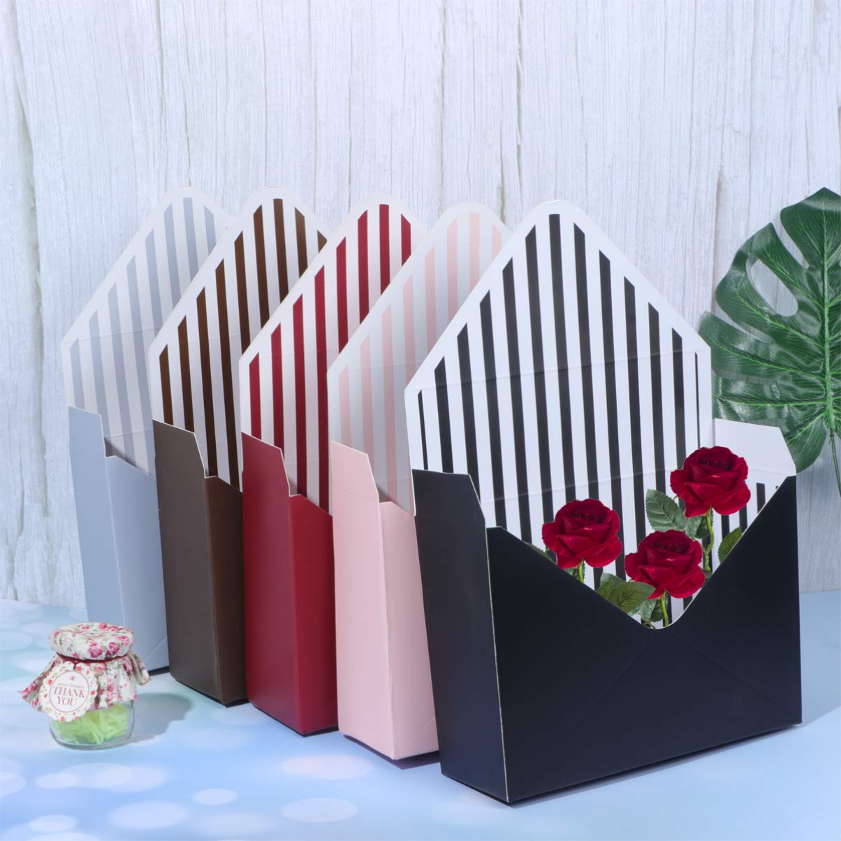 PRETYZOOM 5-Piece Waterproof Envelope Gift Box Set - Wedding Rose Wrapping Paper, Jewelry Packaging, Decorative Paper Bags for Wedding Ceremony Decor, Floral Arrangements & Party Favors