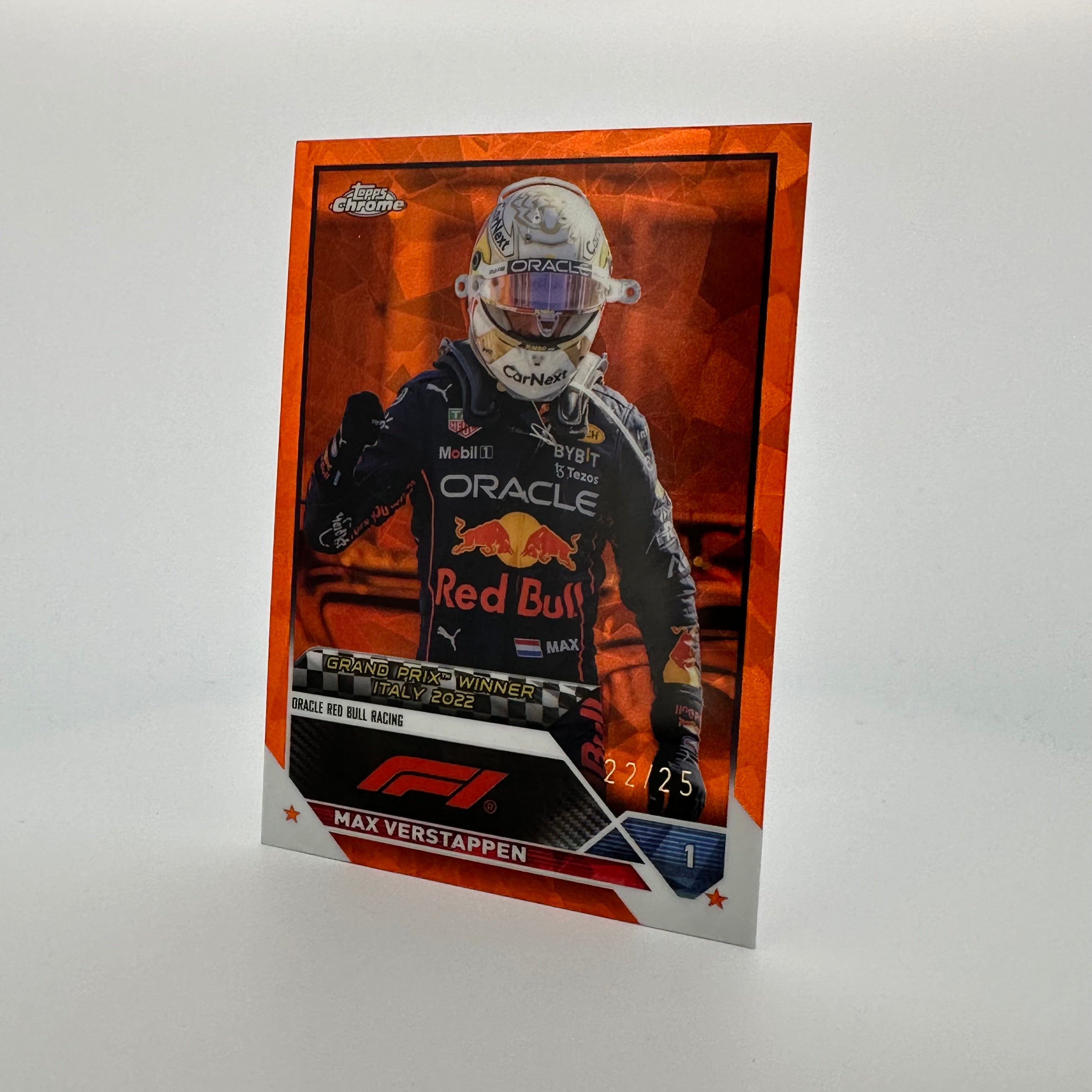 2023 Topps Chrome Sapphire Max Verstappen #159 Orange Parallel 22/25 - Rare F1 Racing Card for Collectors & Sports Memorabilia Enthusiasts