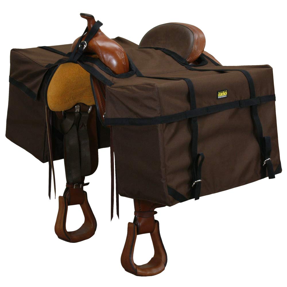 TrailMax Durable Over-The-Saddle Pannier Bags for Western Riding Saddles - Perfect for Hunting, Camping & Horse Packing Gear - Heavy Duty Brown Saddlebags for Equestrian Adventures & Outdoor Exploration