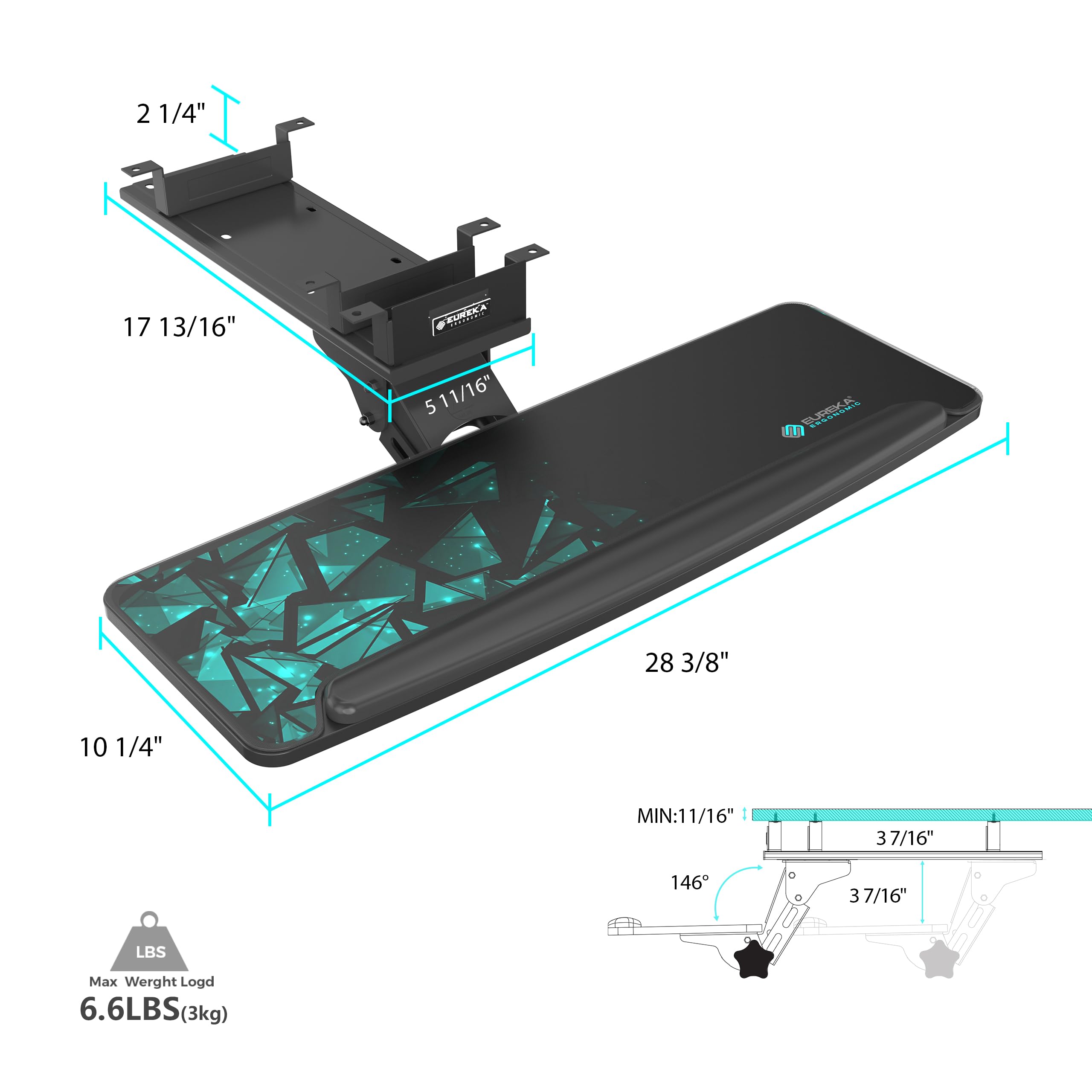 EUREKA ERGONOMIC Under Desk Keyboard Tray - 28x10