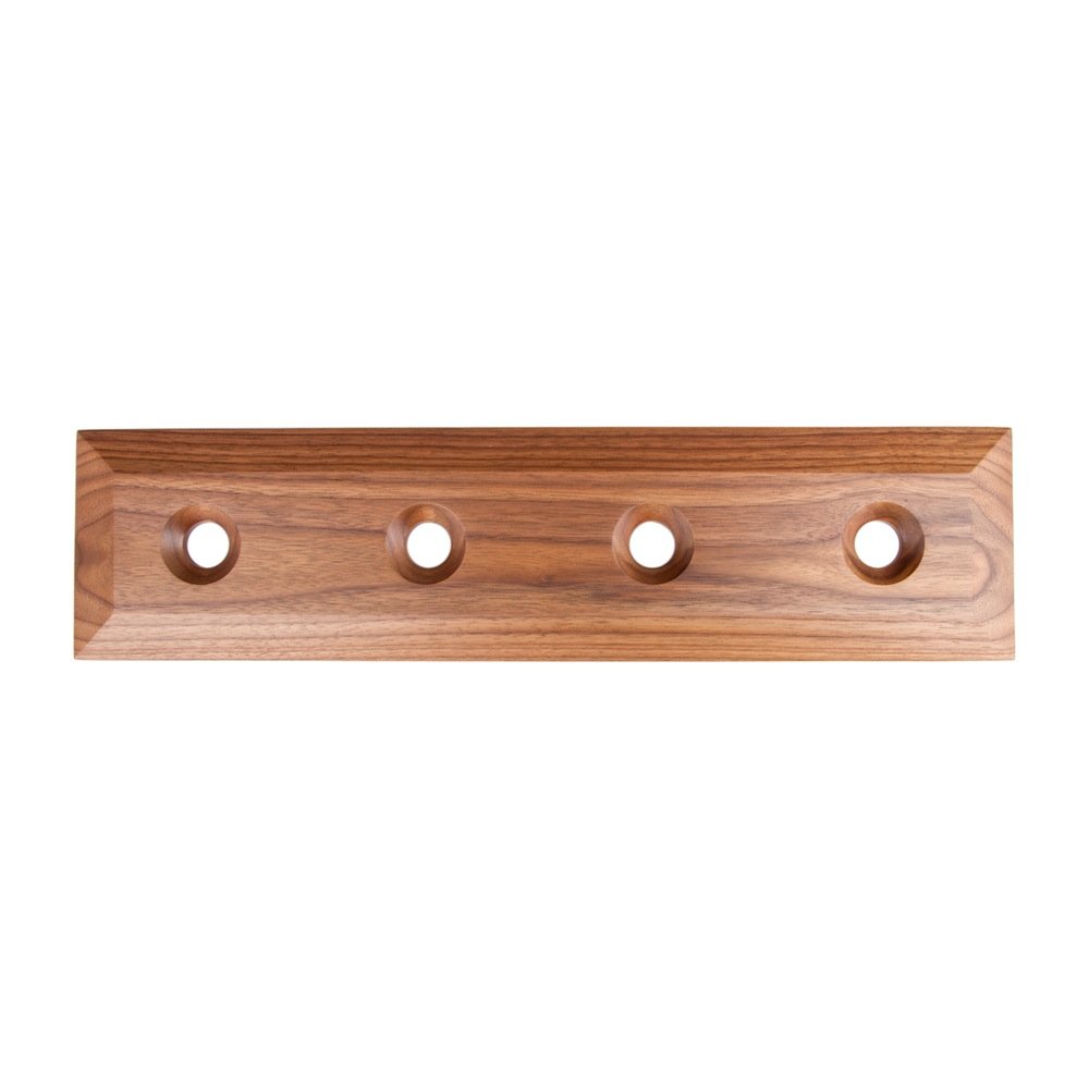 Premium Solid Walnut Wood Drink Carrier & Serving Tray - Holds 4 Glasses, 20