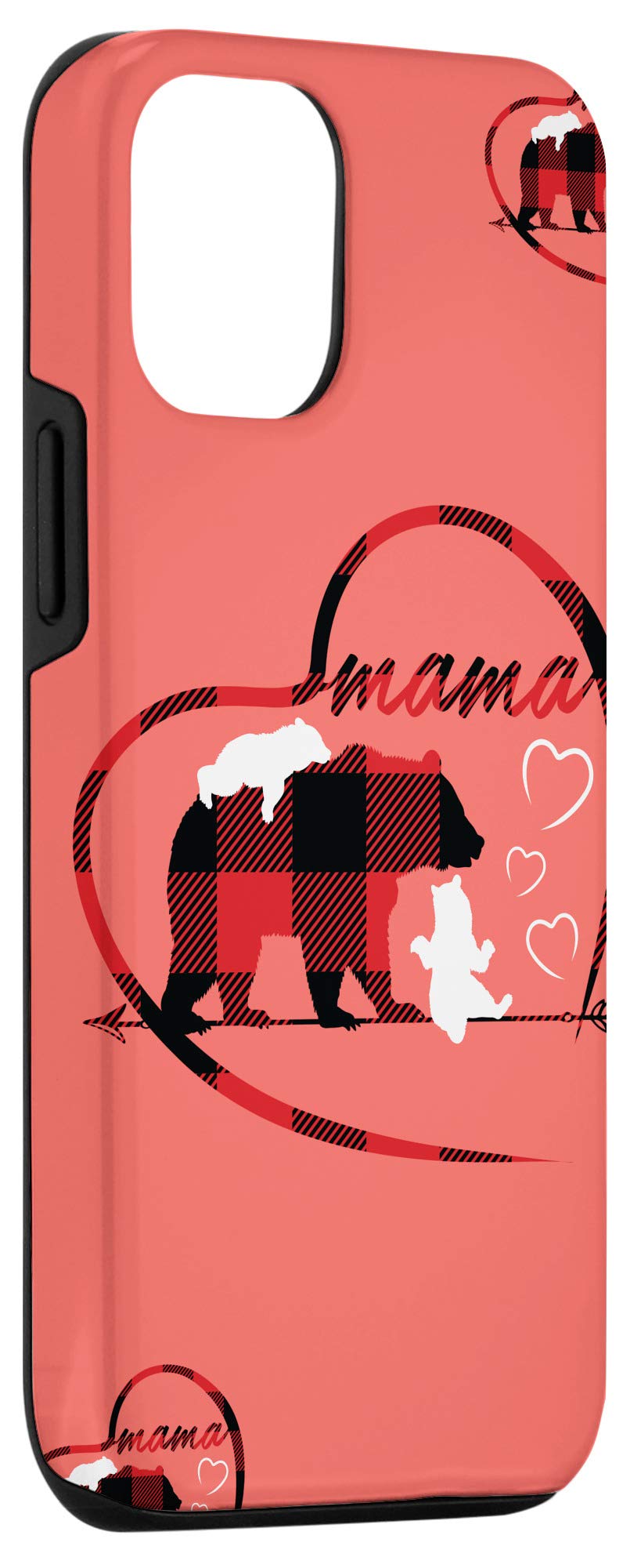 iPhone 12/12 Pro Case - Mama Bear & 2 Cubs Red Plaid Design Protective Phone Cover | Perfect Gift for Women, Mom & Her | Ideal for Everyday Use, Travel & Family Photos