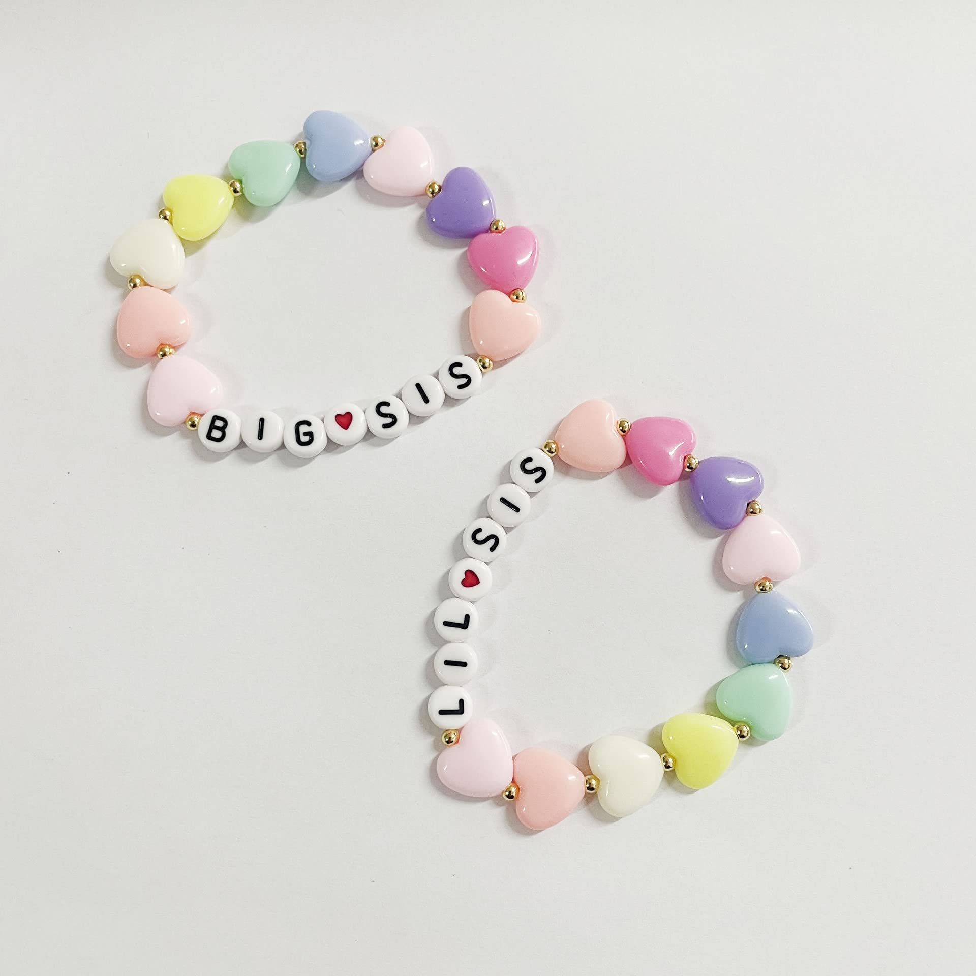 Pastel Rainbow Heart Big Sister Bracelet - Cute Little Sister Gift for Birthday & Announcement - Matching Sister Jewelry for Special Occasions & Everyday Wear