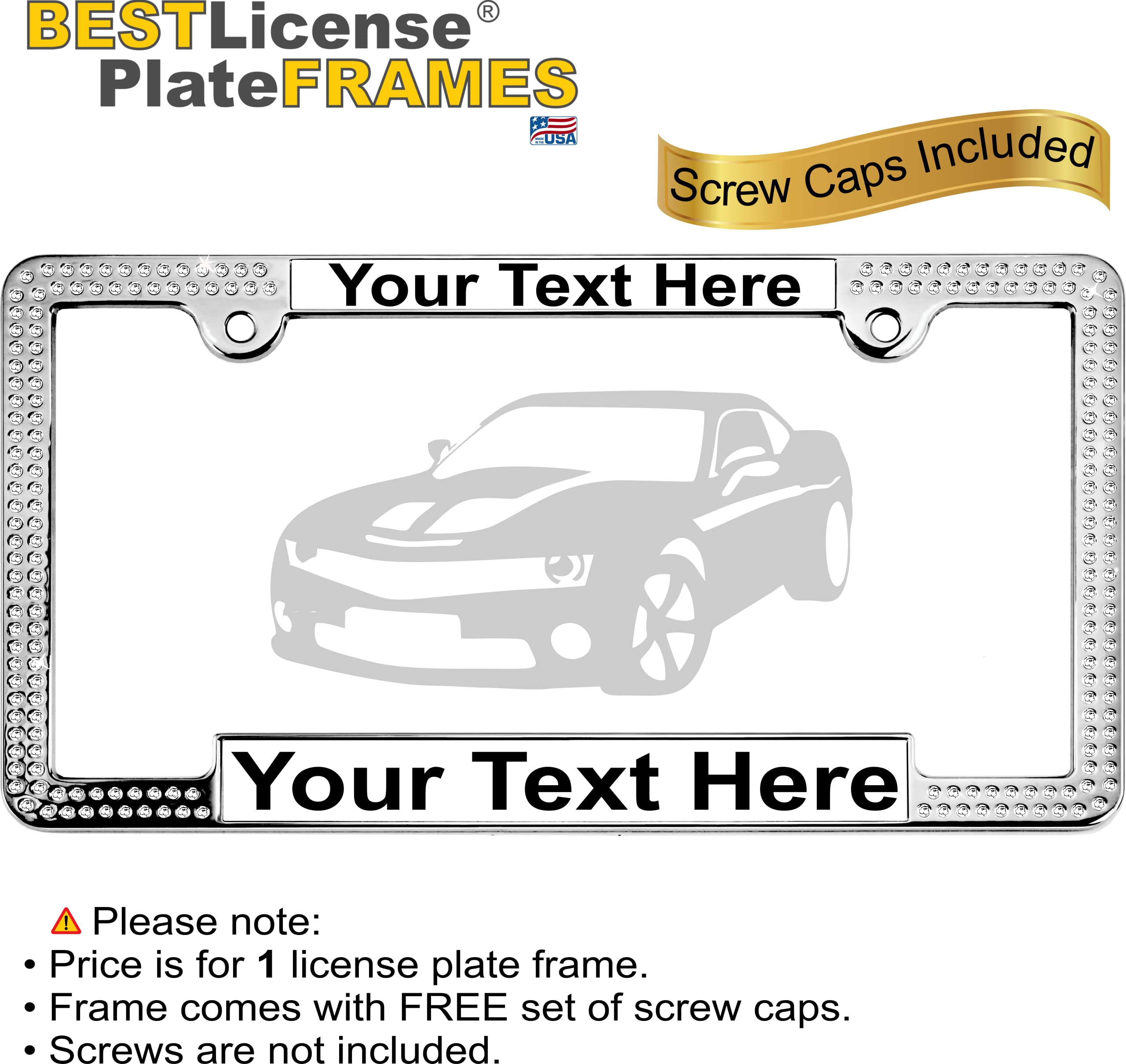 Custom Laser Engraved Crystal License Plate Frame - Personalized Car Bling for Gifts & Customization