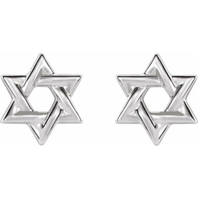 14K Rose Gold, Yellow Gold, White Gold or Platinum Star of David Earrings for Women - Jewish Religious Jewelry Gift for Hanukkah, Bat Mitzvah & Special Occasions