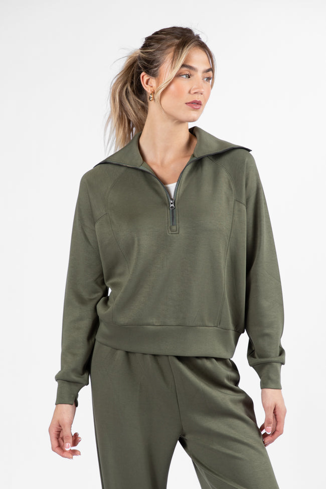 Let's Just Stay Green Quarter Zip Knit Pullover - Eco-Friendly Casual Sweater for Men & Women | Perfect for Outdoor Activities, Work & Relaxation