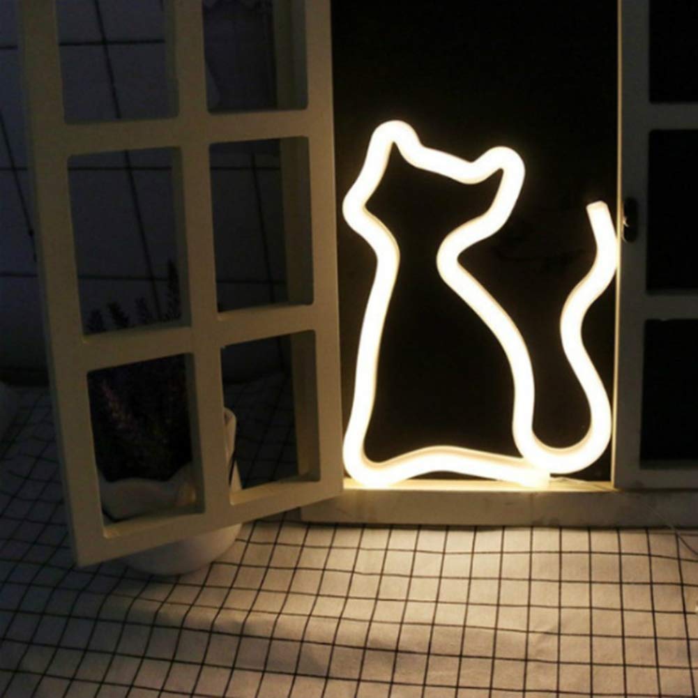 Cat LED Neon Sign - Warm White Wall Decor for Kids Room, Nursery, Living Room, Wedding & Party | Unique Christmas & Birthday Gift Idea for Cat Lovers