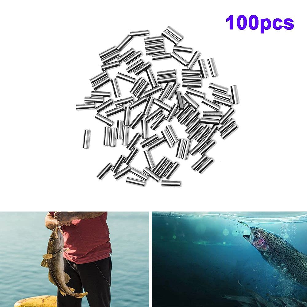 100 Pcs Stainless Steel Fishing Wire Pipes - Durable Alloy Crimp Sleeves & Line Connectors for Saltwater & Freshwater Fishing Leaders | Perfect for DIY Tackle Repair & Rigging