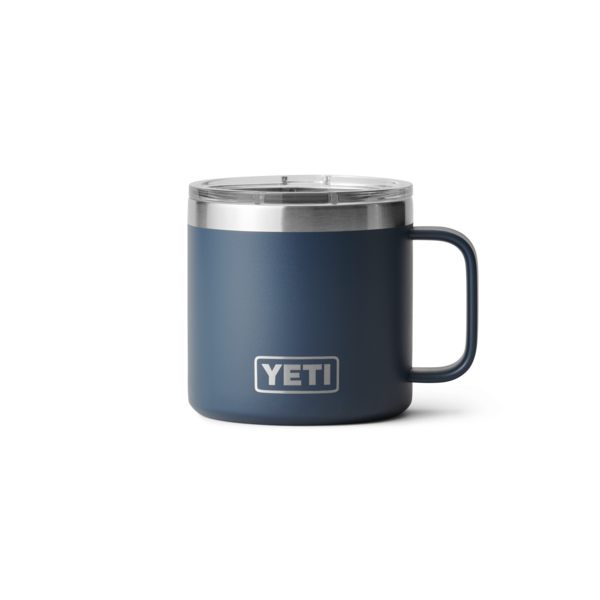 Yeti Rambler 14 oz Stainless Steel Insulated Mug - Navy Blue, Keeps Drinks Hot/Cold for Hours - Perfect for Coffee, Tea, Camping & Office Use