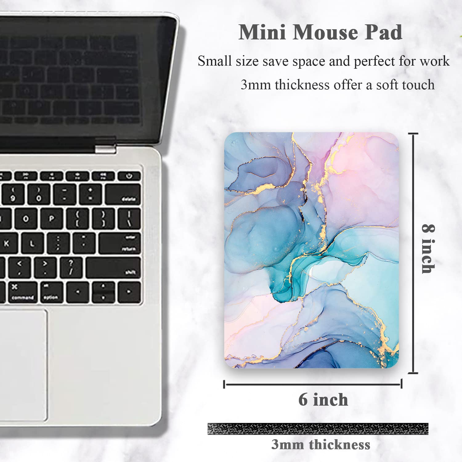 6x8 Inch Small Mouse Pad - Thick Rubber Waterproof Mouse Mat for Wireless Mouse, Mini Laptops & Keyboard - Cute Office & Travel Accessory for Women, Men & Kids - Perfect for Home, Work & Gaming Setup