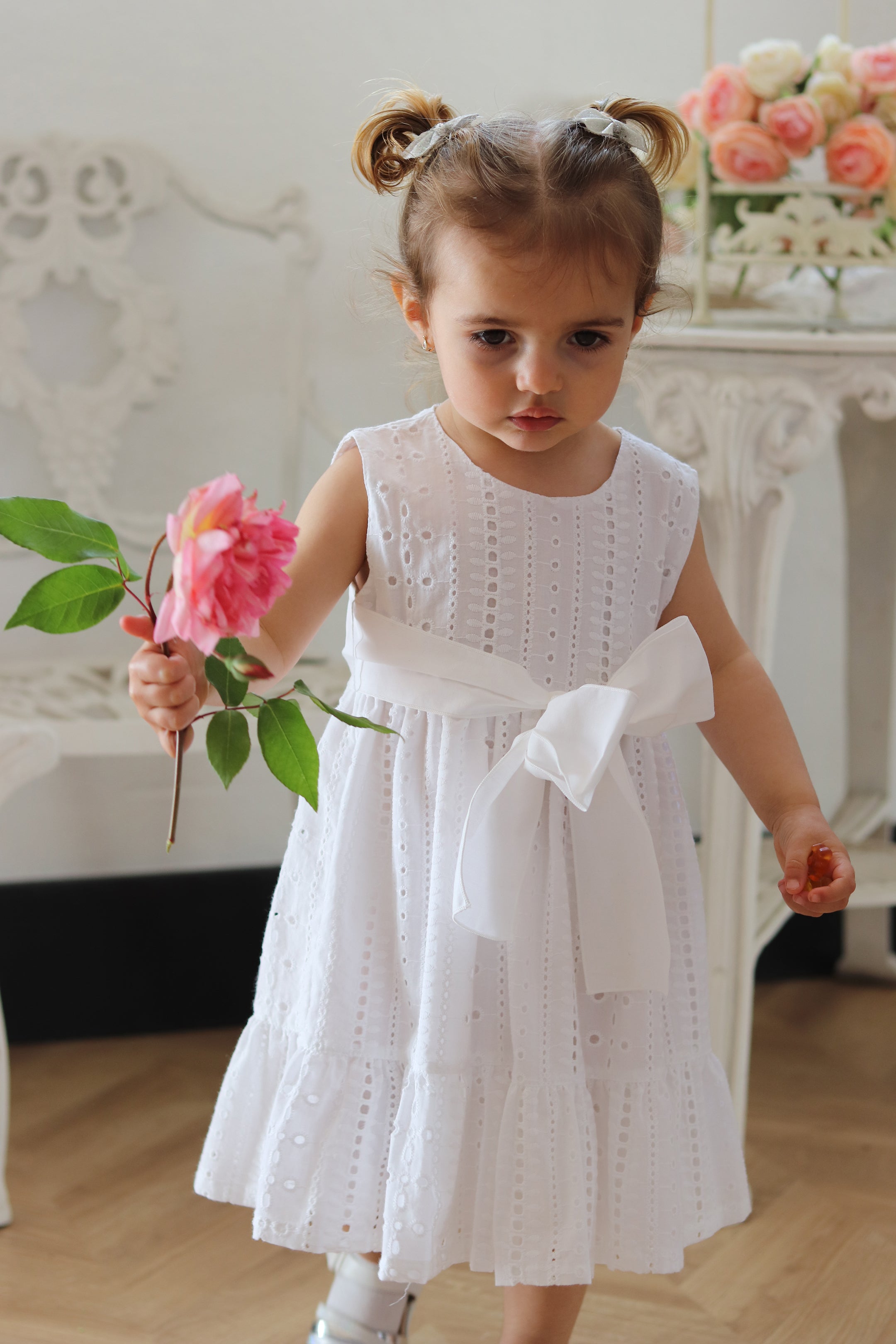 Addison White Broderie Anglaise Dress - Floral Embroidered Cotton Summer Dress for Women | Perfect for Beach Vacations, Garden Parties & Brunch Dates