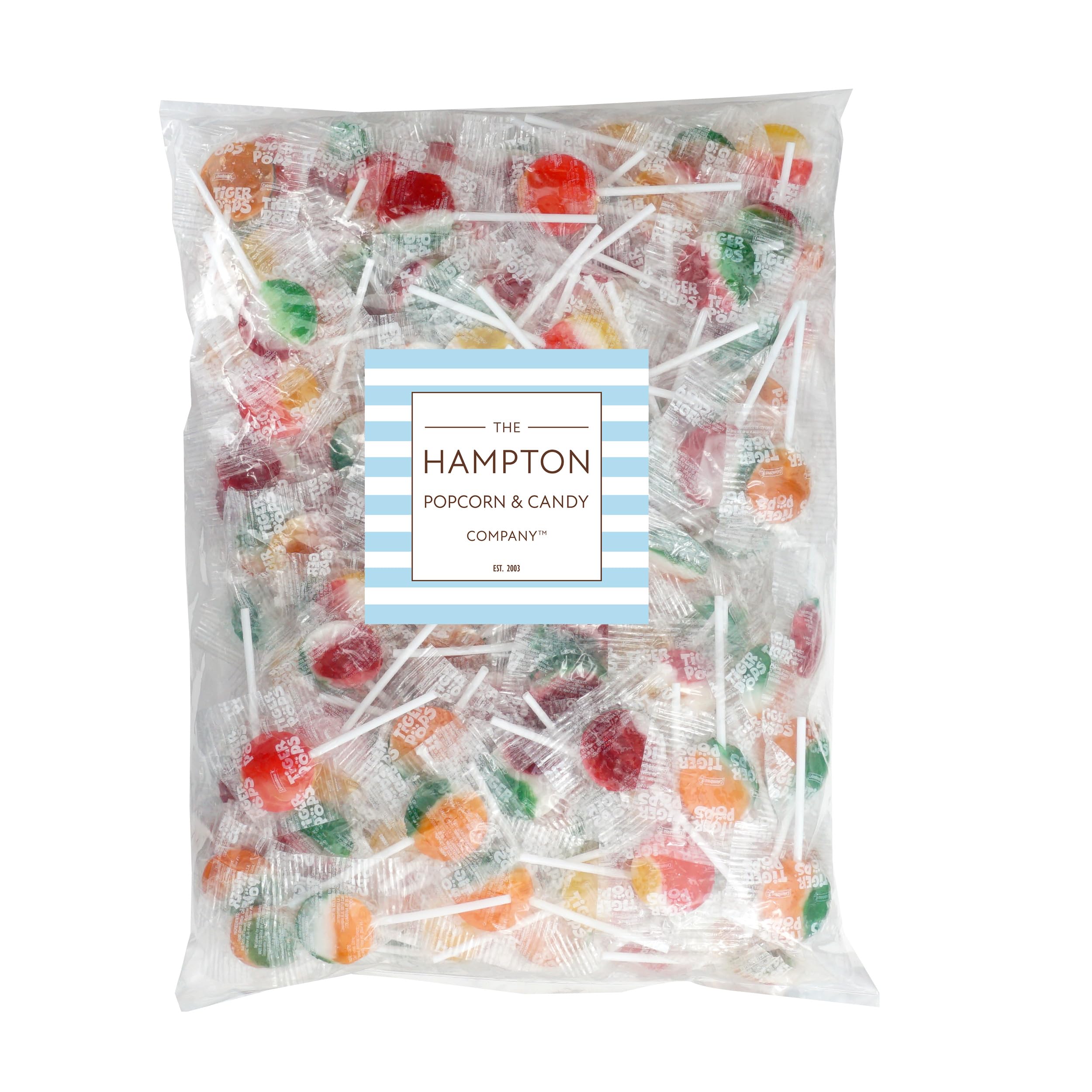 Colombina TigerPops Strawberry Lollipops - 2lb Bulk Candy (75 Count) - Individually Wrapped Suckers for Parties, Favors & Events - The Hampton Popcorn & Candy Company