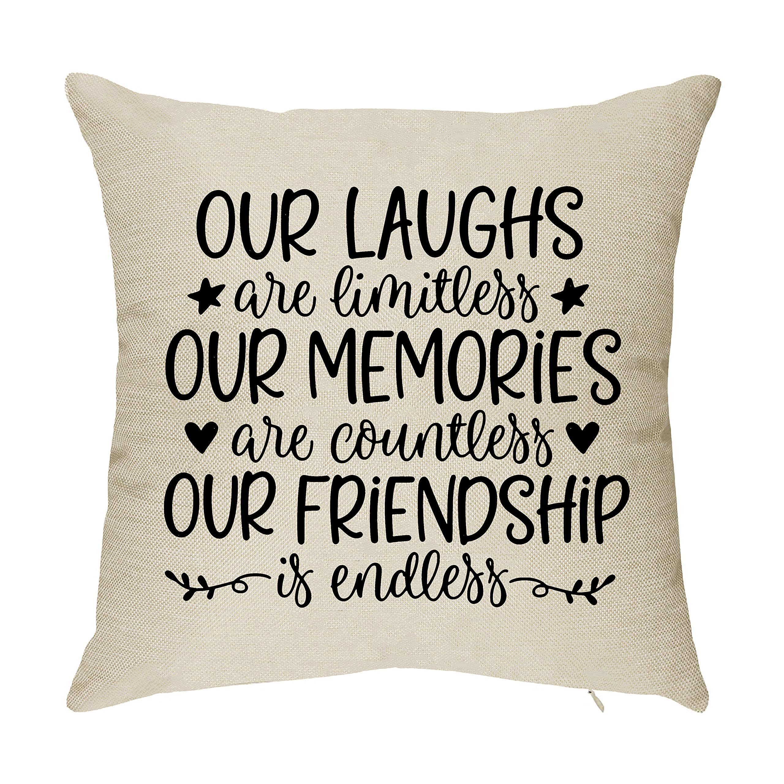 Best Friend Throw Pillow Cover - Funny Friendship Gifts for Women, Mothers Day, Graduation & Birthday Presents - Cute Going Away Gift for Moving Friends - Perfect BFF Gift for Home Decor & Sofa Accents