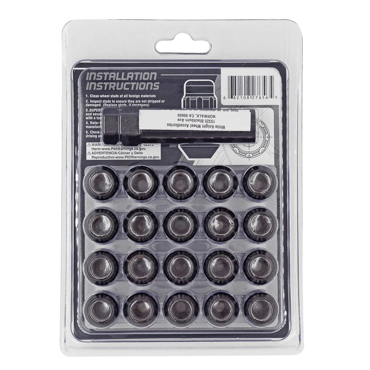 Kansei 12x1.5 Black Spline Acorn Lug Nuts - Set of 20 for Alloy Wheels | Perfect for Car, Truck & SUV Wheel Installation & Maintenance