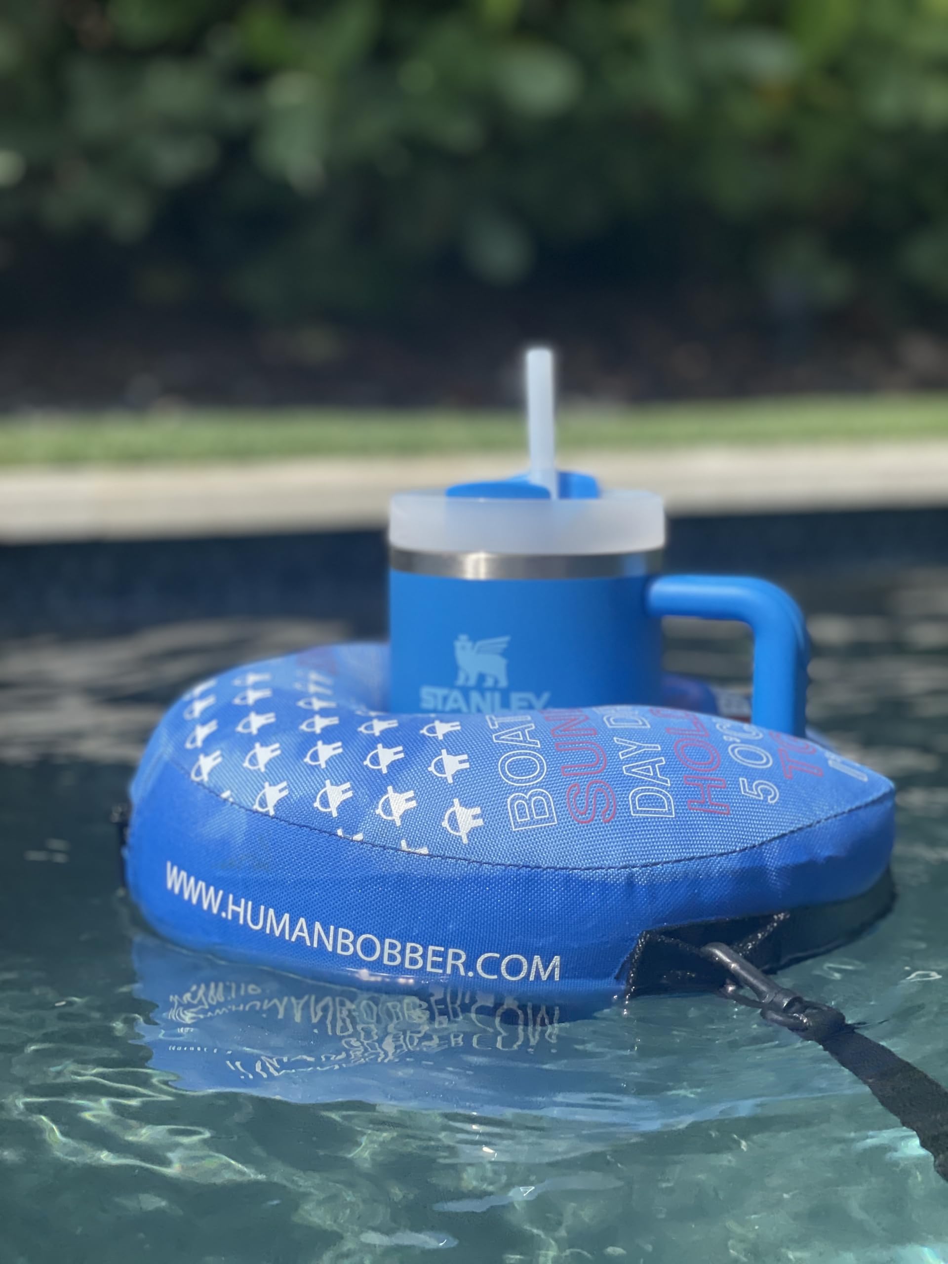 Inflatable Floating Drink Holder for Pool - Large Blue Drink Floaties for Adults to Hold Beer Can, Cup or Wine Bottle - Perfect for Hot Tub, Swimming Pool, Lake, Boat, Beach Parties & Summer BBQs