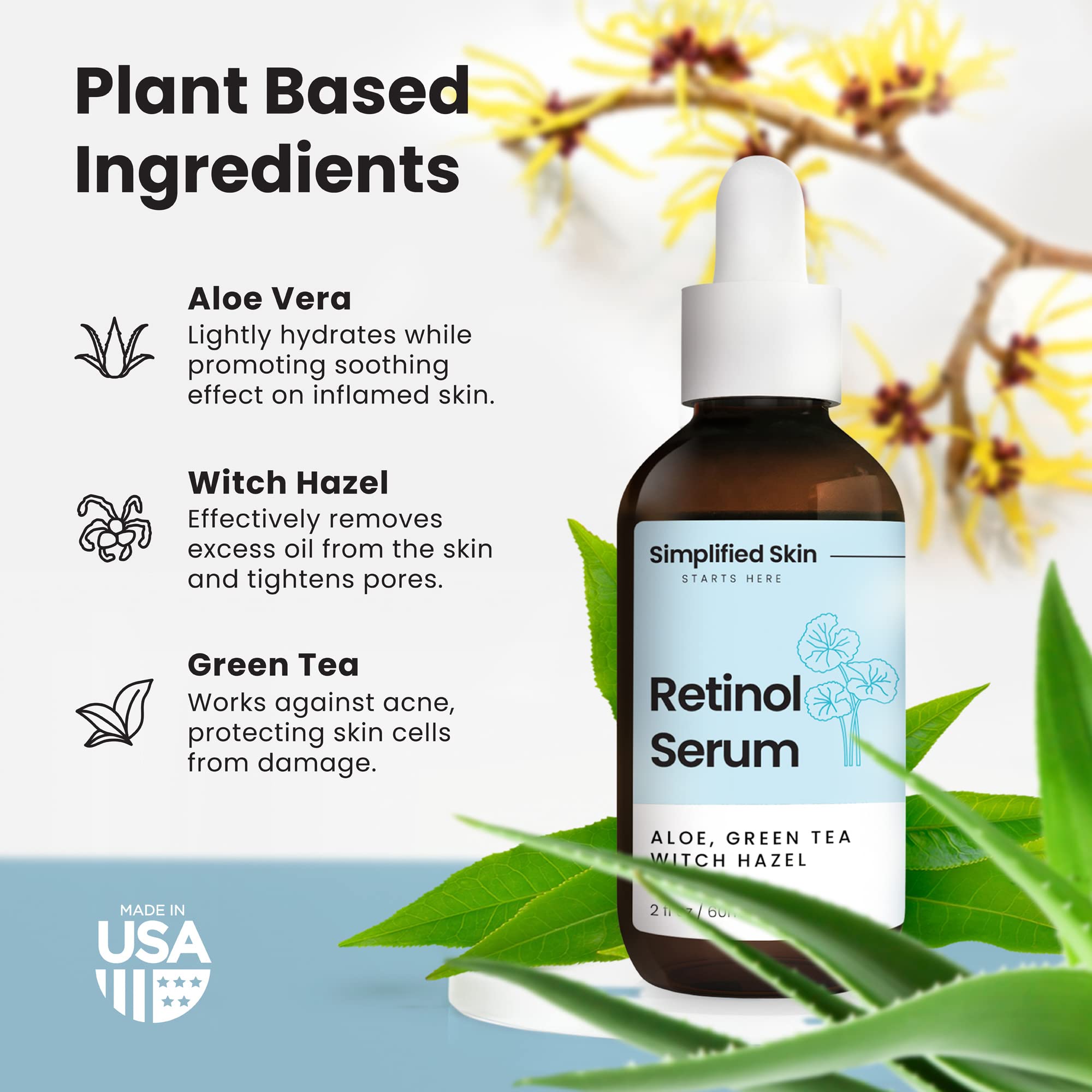 2.5% Retinol Serum for Face & Eyes with Vitamin E, Hyaluronic Acid & Green Tea - Anti-Aging Treatment for Wrinkles, Fine Lines & Brightening Skin | Day & Night Facial Serum for Mature & Dry Skin | Perfect for Daily Skincare Routine & Nighttime Repair