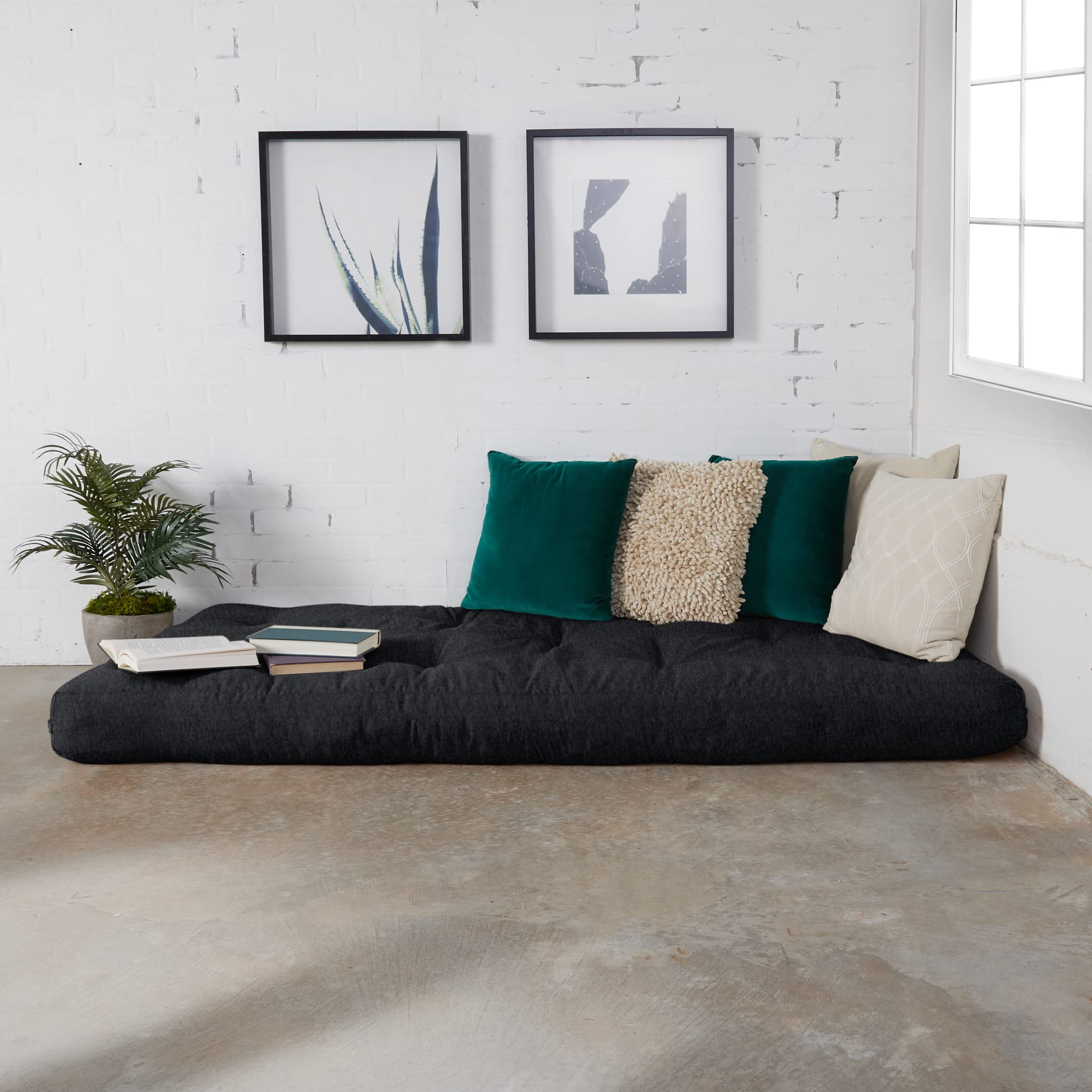 Premium Standard Futon Mattress - Twin Size, Onyx Suede Cover - Comfortable & Durable for Small Spaces - Perfect for Guest Rooms, Dorms, and Studio Apartments