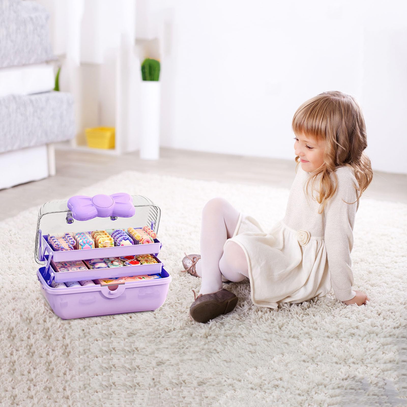 Stylish Plastic Hair Accessories Storage Box - Organizer for Hair Bows, Clips, Headbands & Jewelry | Perfect Gift for Baby Girls | Great for Nursery, Travel & Home Organization