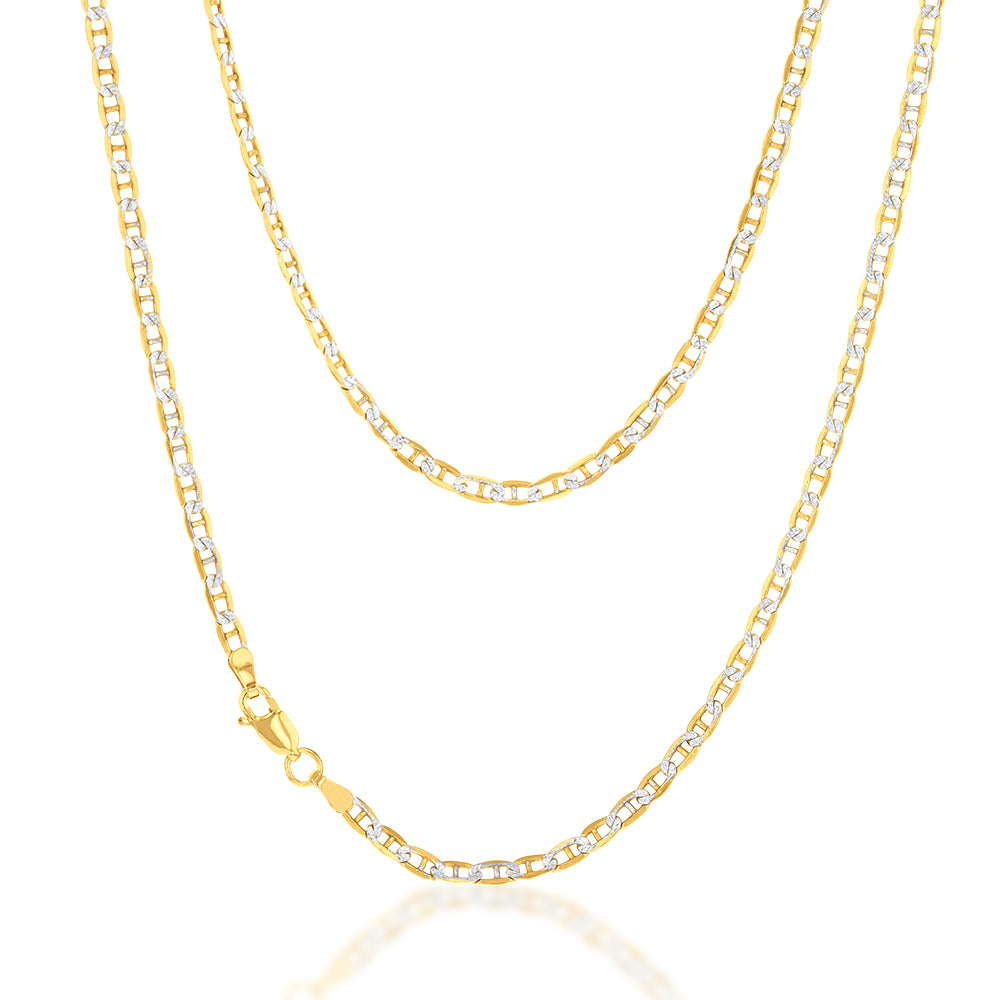 9ct Silver Filled White & Yellow Gold Anchor Chain 45cm - Elegant Jewelry for Women, Perfect for Necklaces & Layering Styles