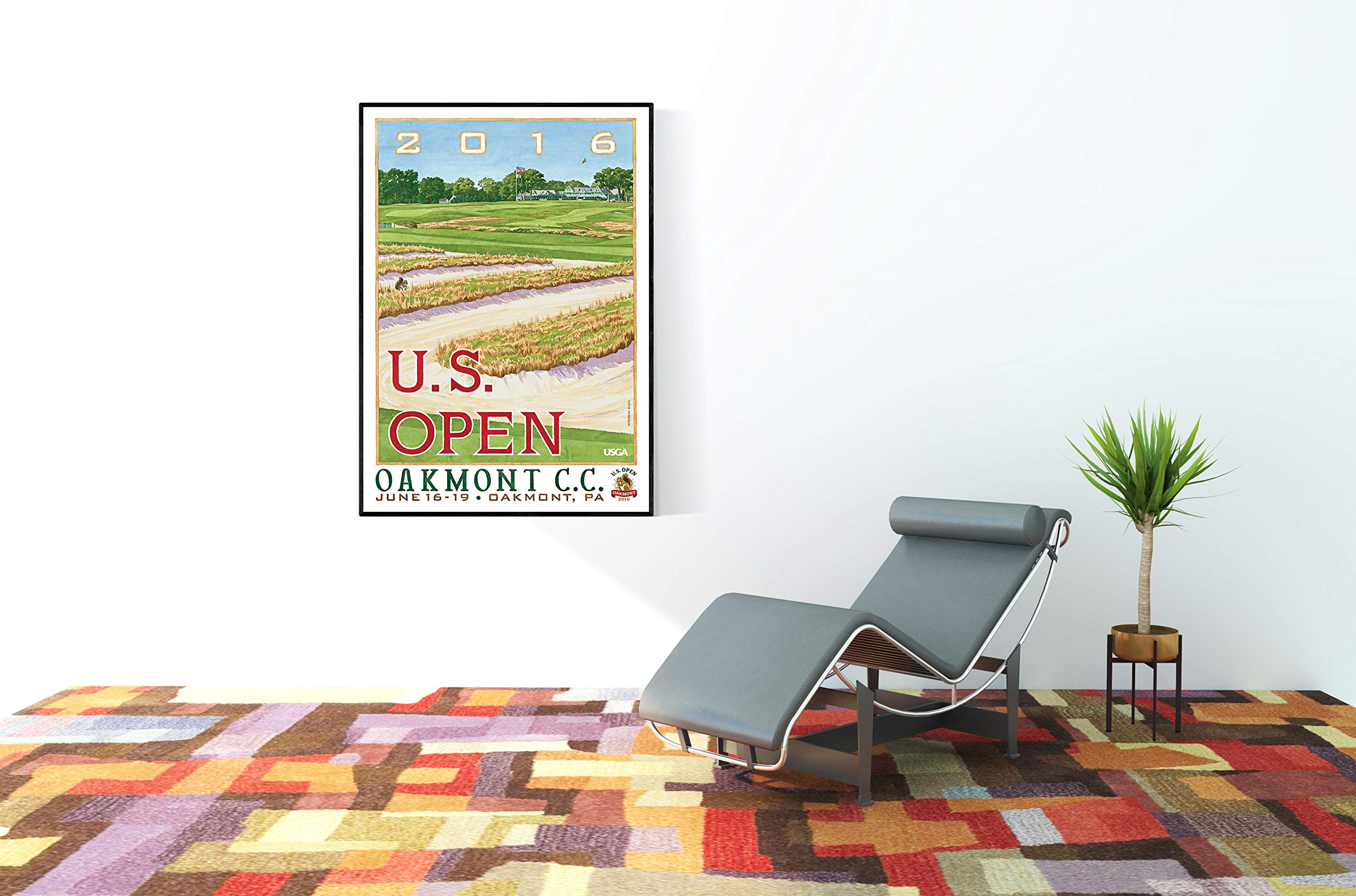Lee Wybranski Official Golf Art - 2012 U.S. Open Championship at Olympic Club - 20x30 Inch Framed Canvas Print - Perfect Golf Gift for Men - Home & Office Wall Decor