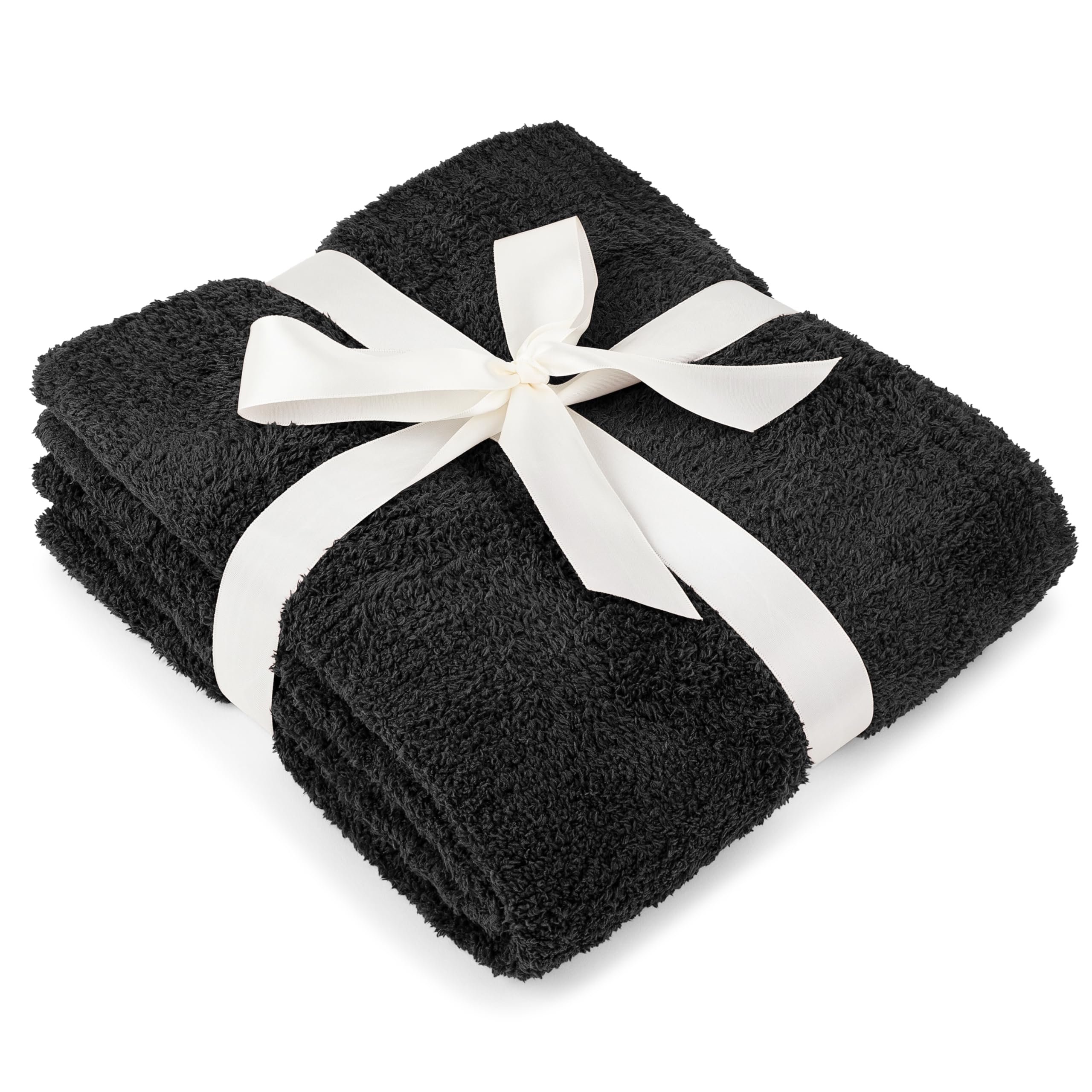 PAVILIA Super Soft Fluffy Knit Throw Blanket - Lightweight & Cozy Black Blanket for Couch, Bed, Sofa (60x80 Inches) - Perfect for Lounging, Movie Nights & Winter Warmth