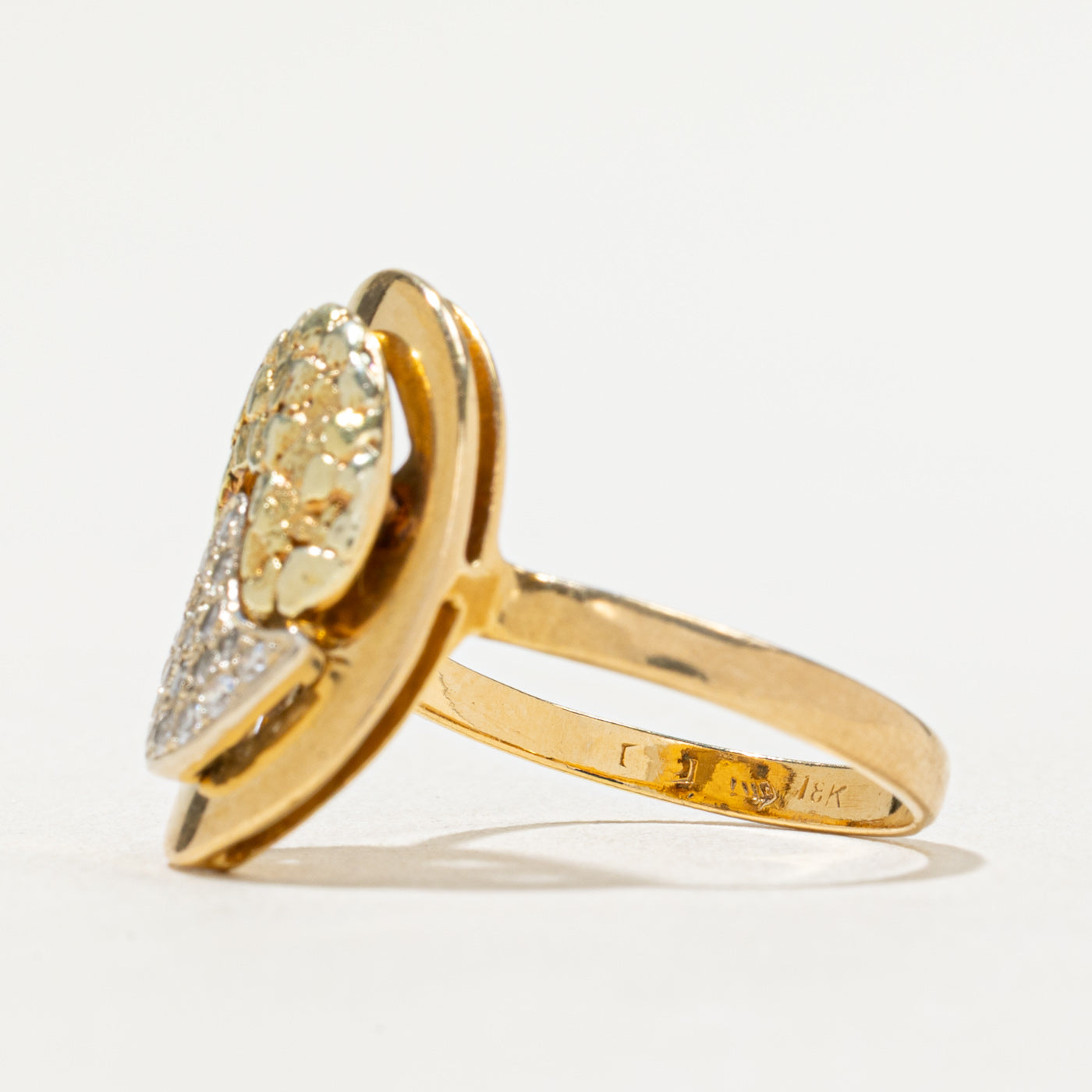 Exquisite 0.24ctw Gold Nugget & Diamond Cluster Cocktail Ring - Size 7 | Elegant Statement Jewelry for Evening Parties, Weddings & Special Occasions