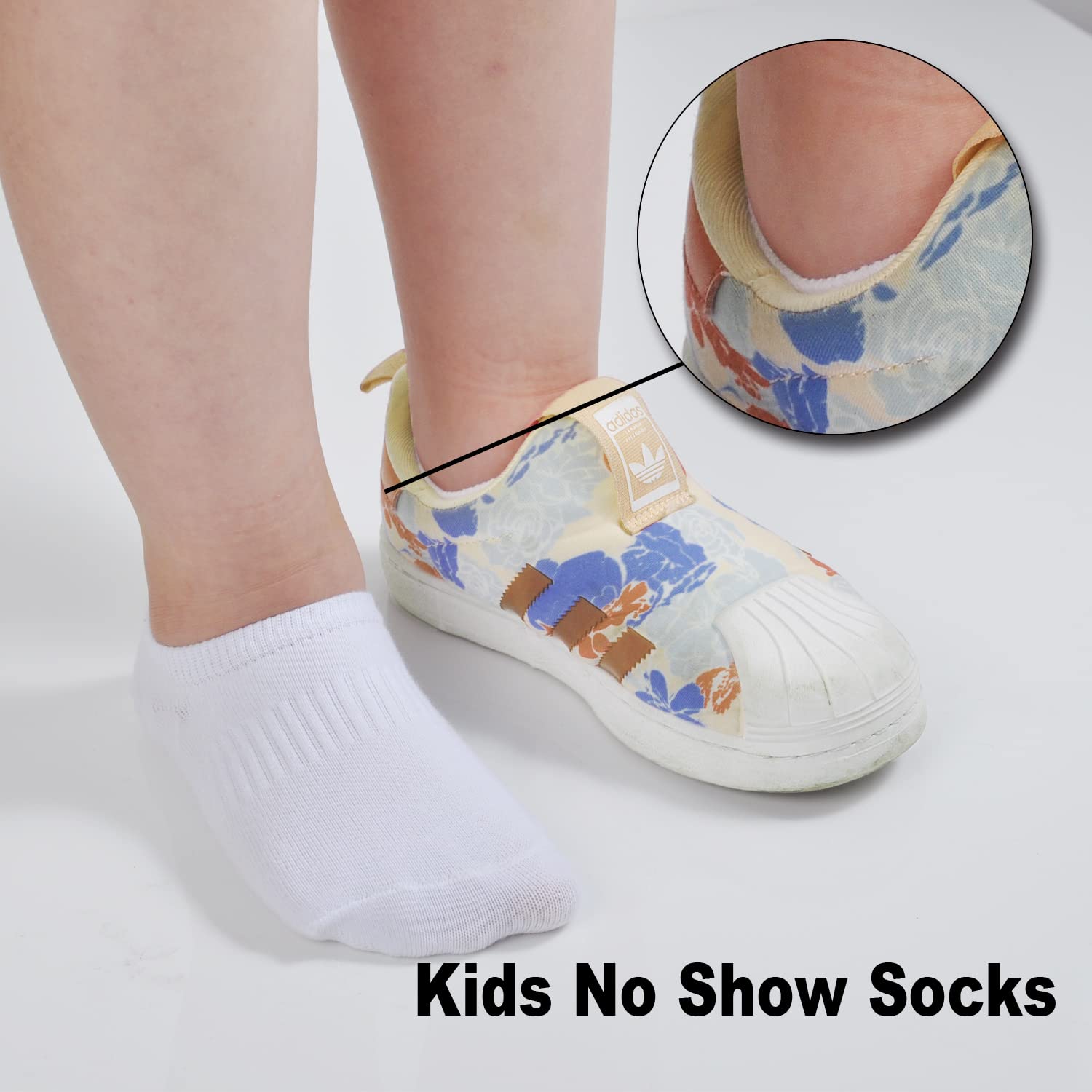 EPEIUS Kids No Show Socks for Girls & Boys - 6/12 Pack Soft Cotton Low Cut Ankle Socks with Non-Slip Grips - Perfect for School, Sports & Everyday Wear