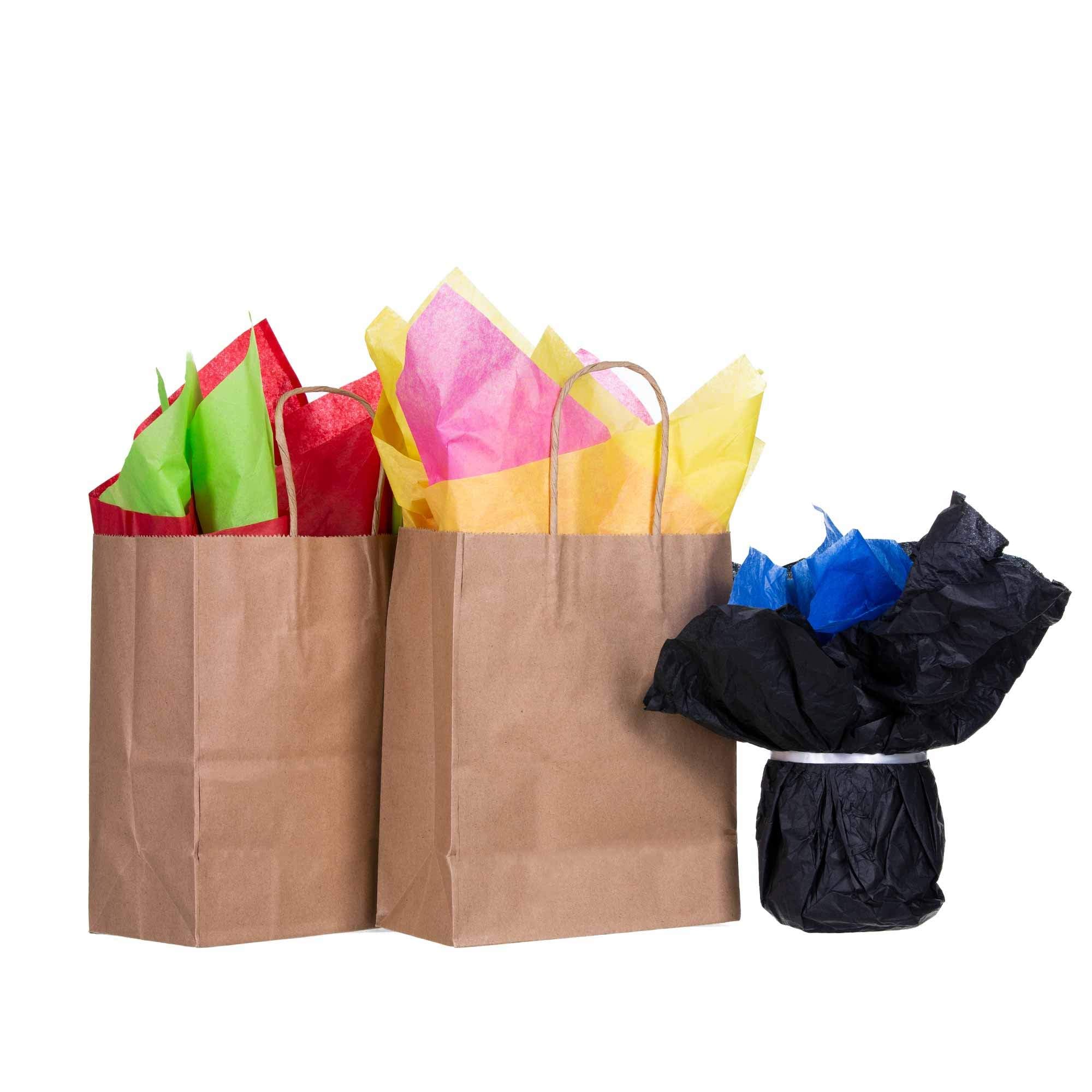 Eco-Friendly Brown Kraft Paper Bags with Handles - Bulk Pack of 300 (8x4.5x10.5 Inches) - Perfect for Retail Shopping, Gift Packaging, Party Favors, Wedding Decor & Craft Projects - Recyclable & Sustainable Business Merchandise Bags