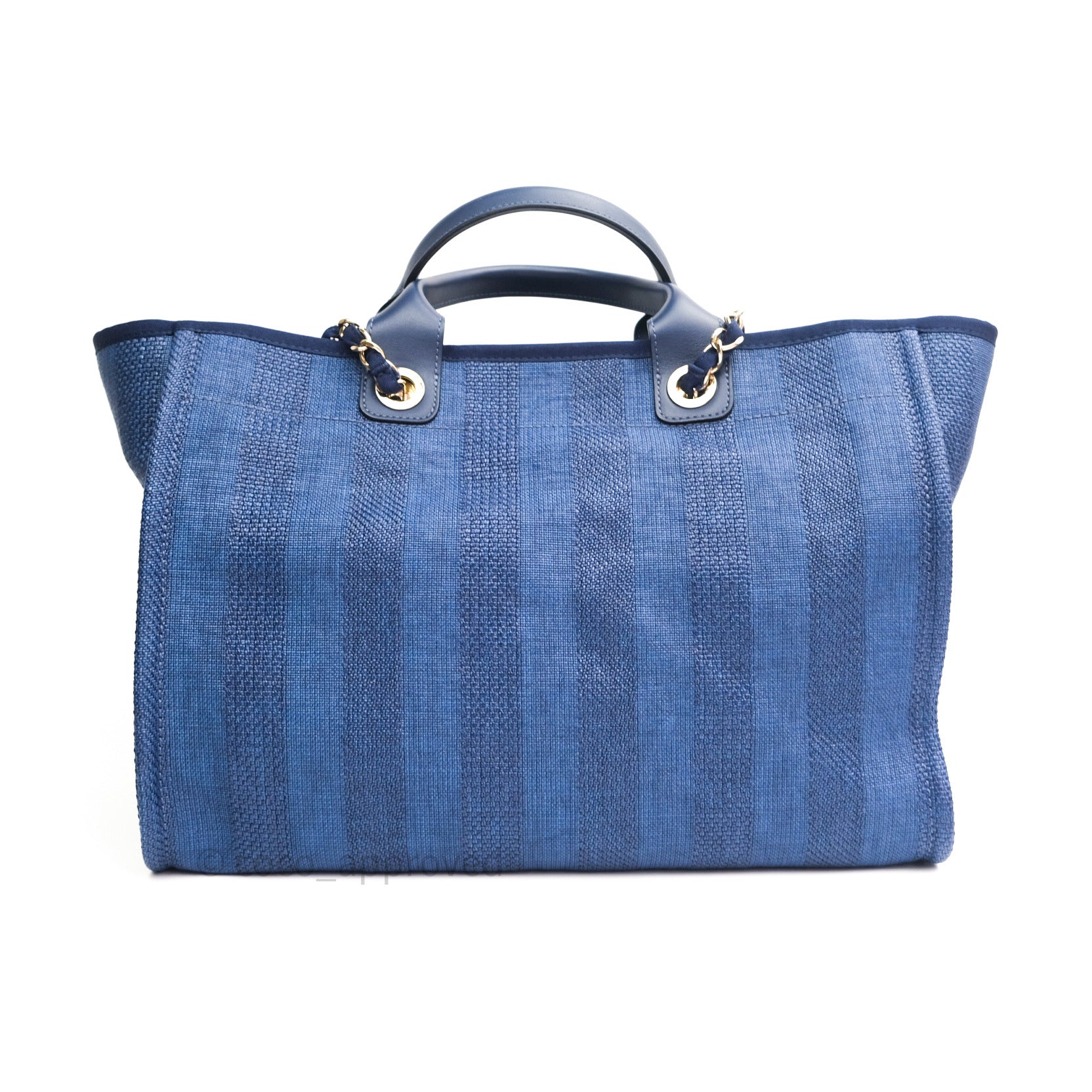 Chanel Canvas Large Deauville Tote Bag Navy Blue Striped 20S - Luxury Beach Tote for Women, Perfect for Travel, Shopping & Everyday Use